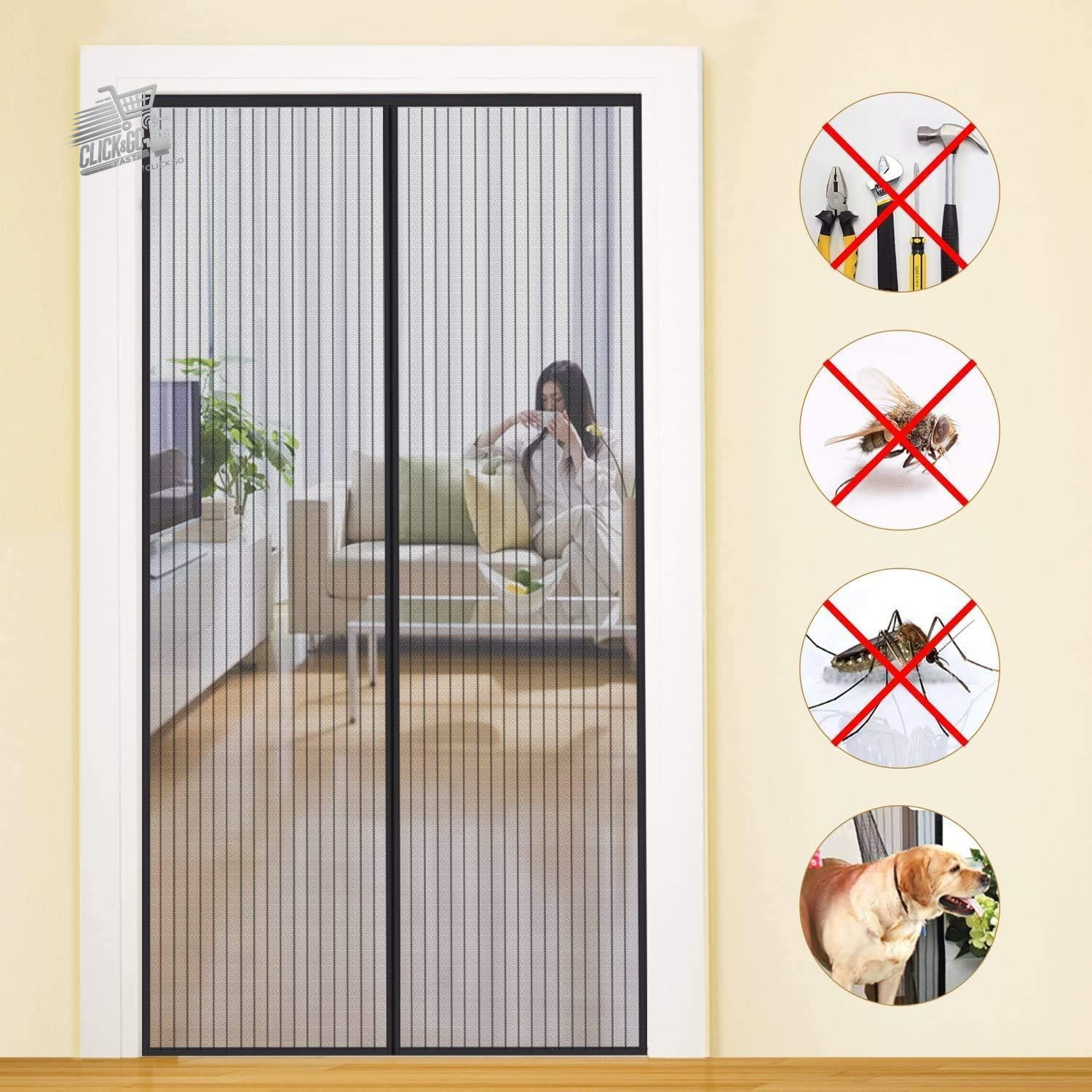 Magnetic Mosquito Net 150X210Cm Mosquito Net Window Door Magnet Heavy Duty T