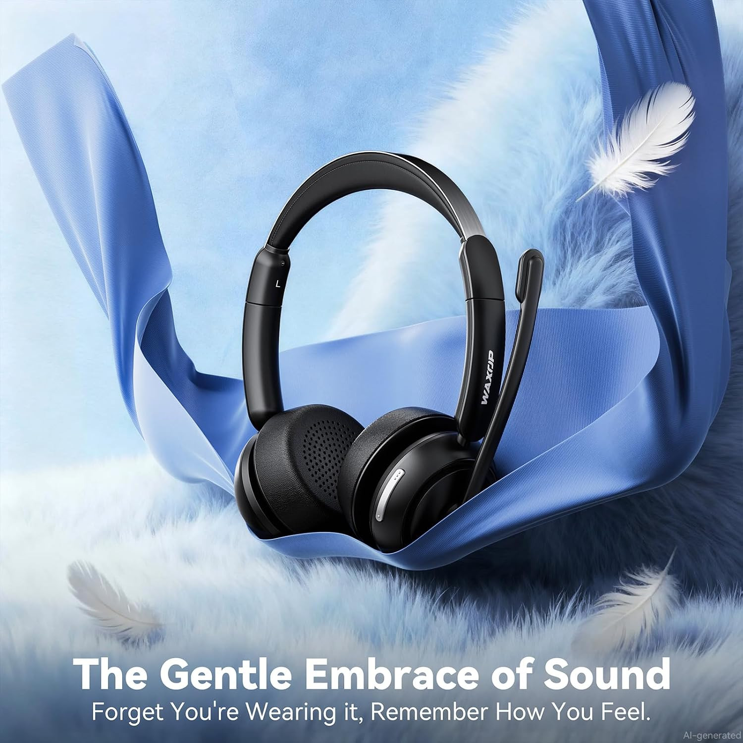 Wireless Headset with Mic for Work, Bluetooth Headset with Microphone Noise Canc