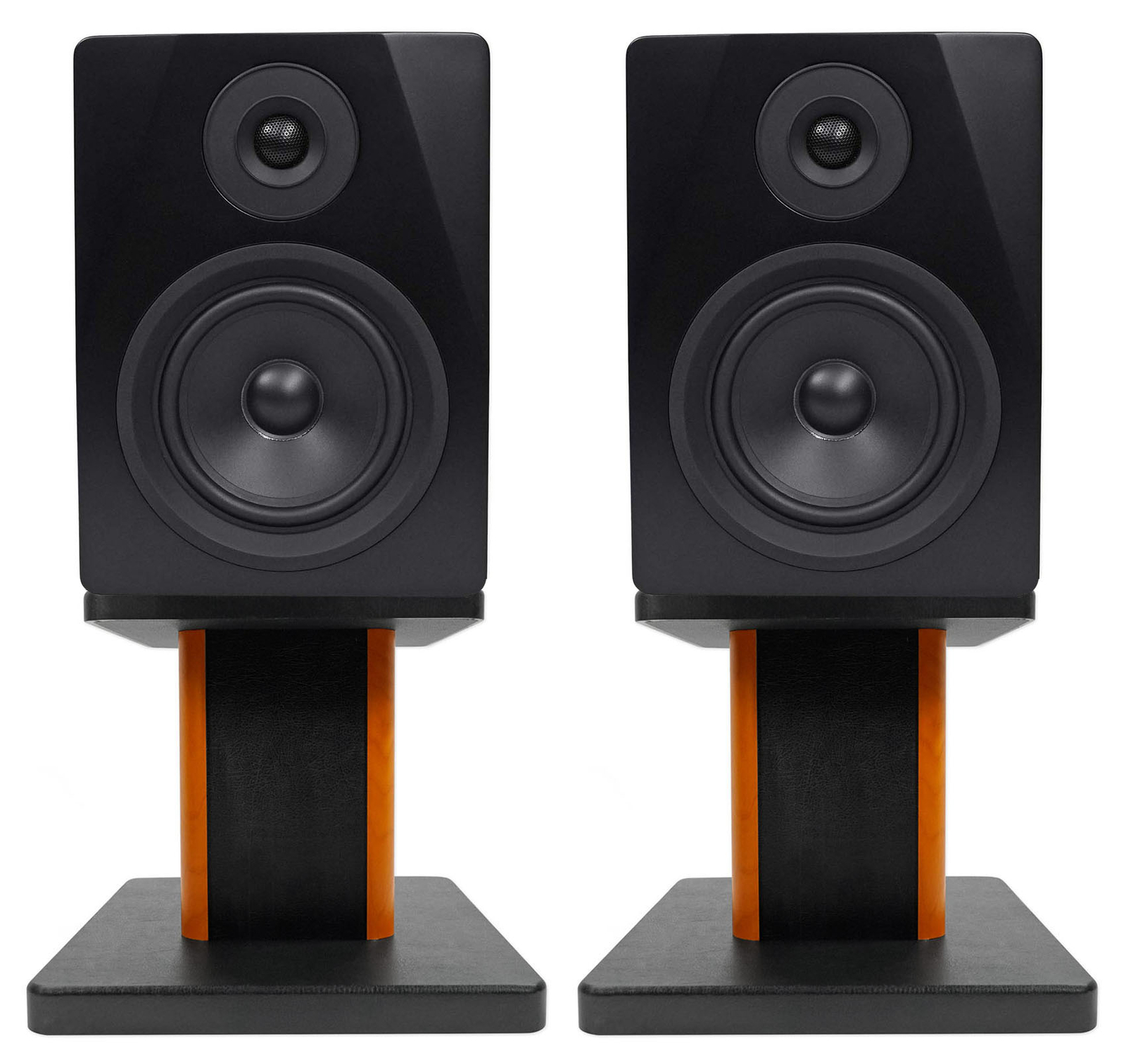 (2) Rockville APM5B 5.25" 250W Powered USB Studio Monitor Speakers+Wood Stands