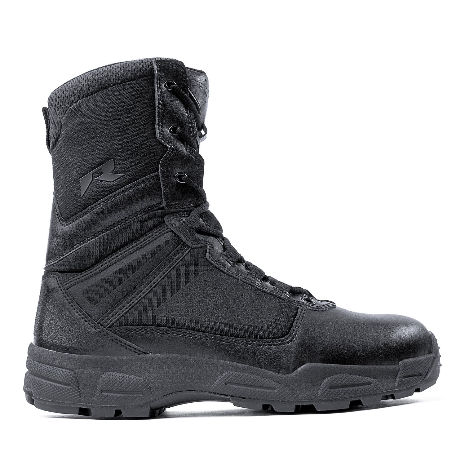 Ridge Men 8" Waterproof Leather Non-Slip Tactical Military Work Black Shoe Boot