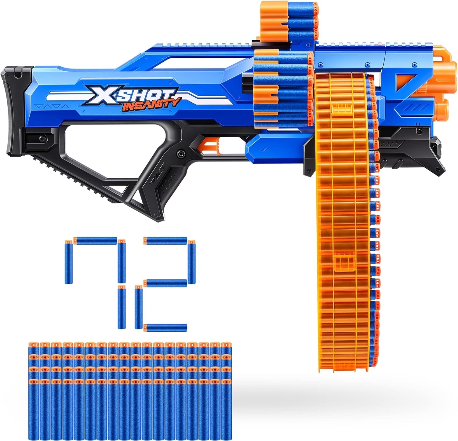 X-Shot Insanity Motorized Rage Fire Blaster 72 Foam Darts ZURU Ages 8+