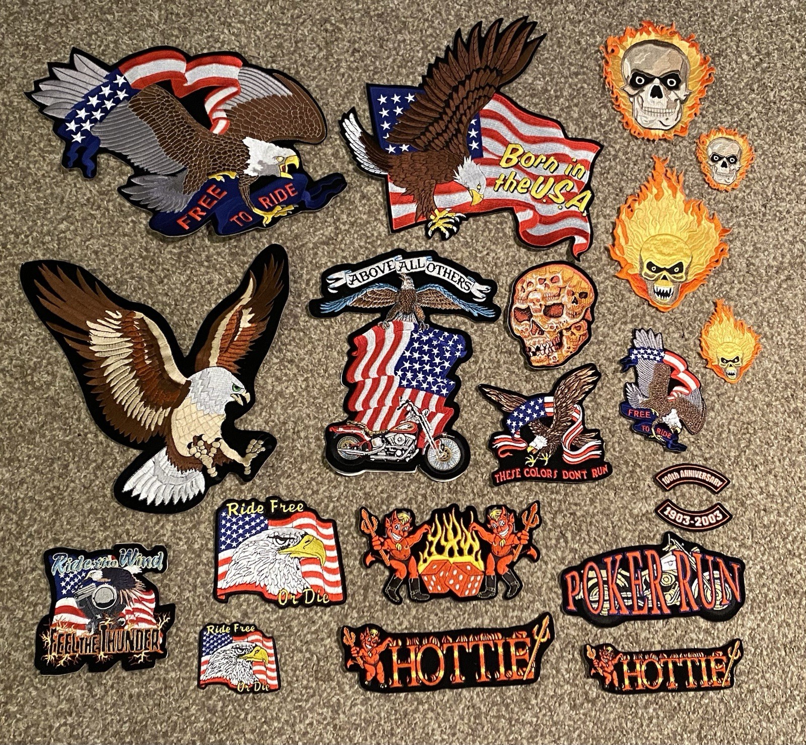20 New Motorcycle Biker Patches Harley Davidson Anniversary Eagles Skulls Etc