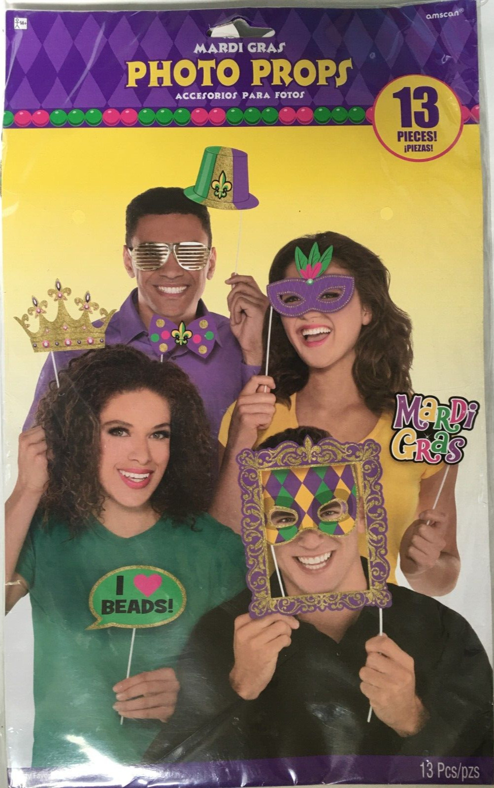 Party Favors Photo Props Kit Accessoires 13 Pieces Mardi Gras Multicolor (14+)