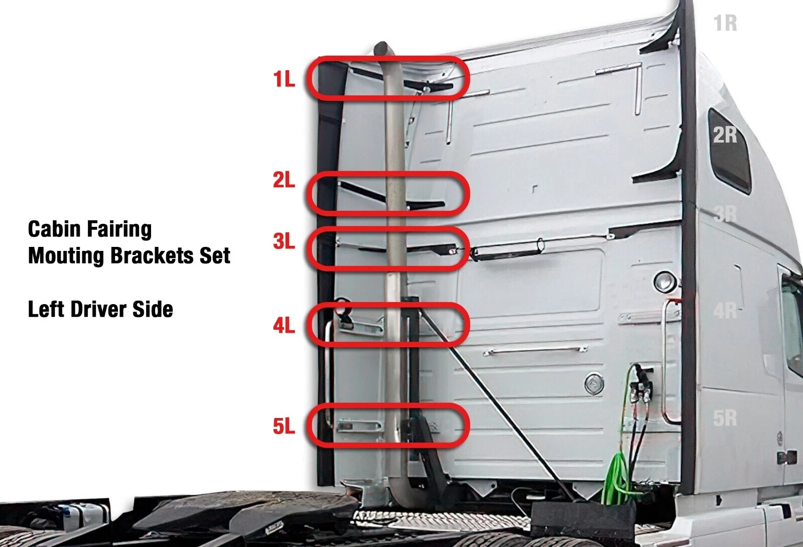 7Pc Set Top&Bottom Cab Fairing Brackets Left Compatible with Volvo VNL 2004-2017