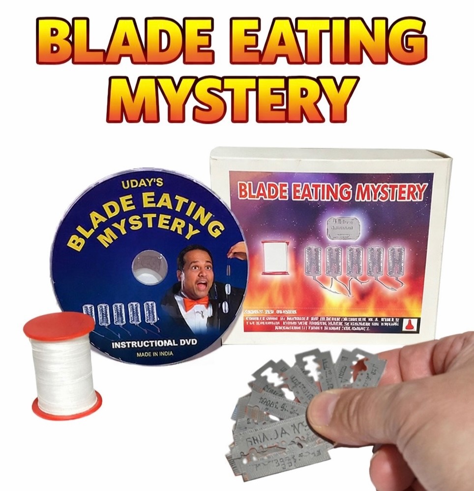 RAZOR BLADE EATING MYSTERY Swallowing Magic Trick Street Thread Spool Mouth DVD