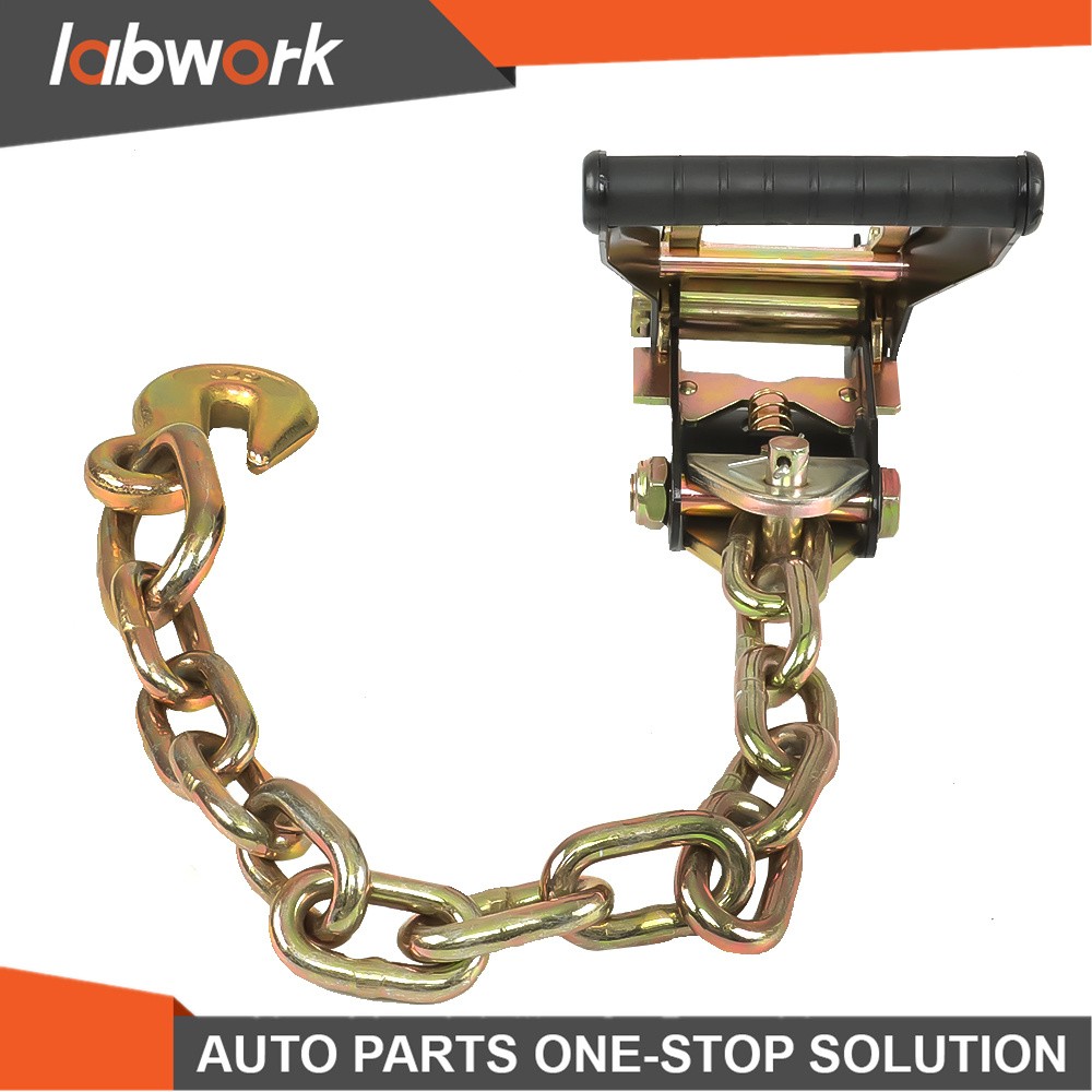 Labwork Car Tie Down with Chain Anchors 4 Pack 2 Inch x 96 Inch Silver