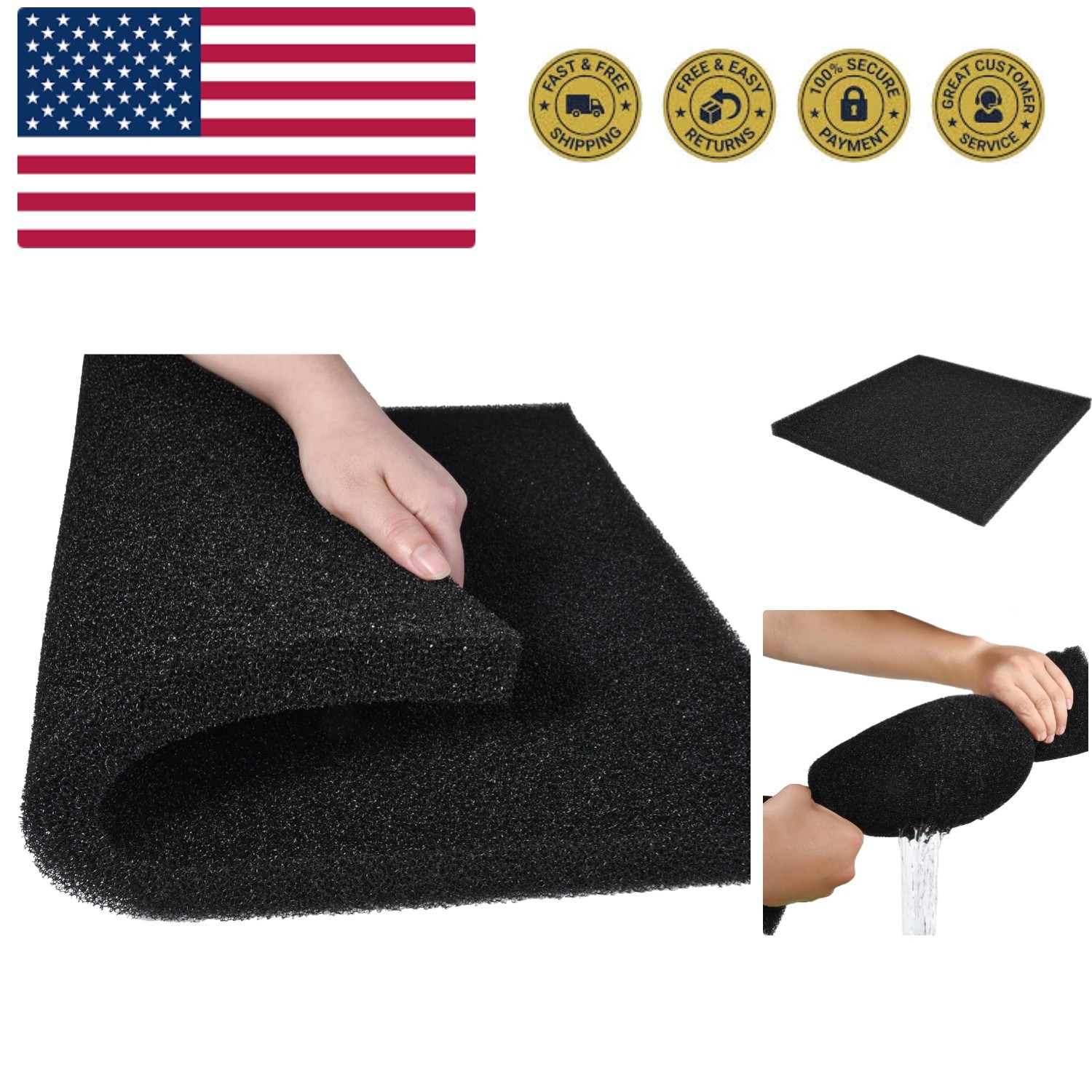 Eco-Friendly 35PPI Aquarium Sponge - Reusable Filter Pad for Healthy Fish Tanks