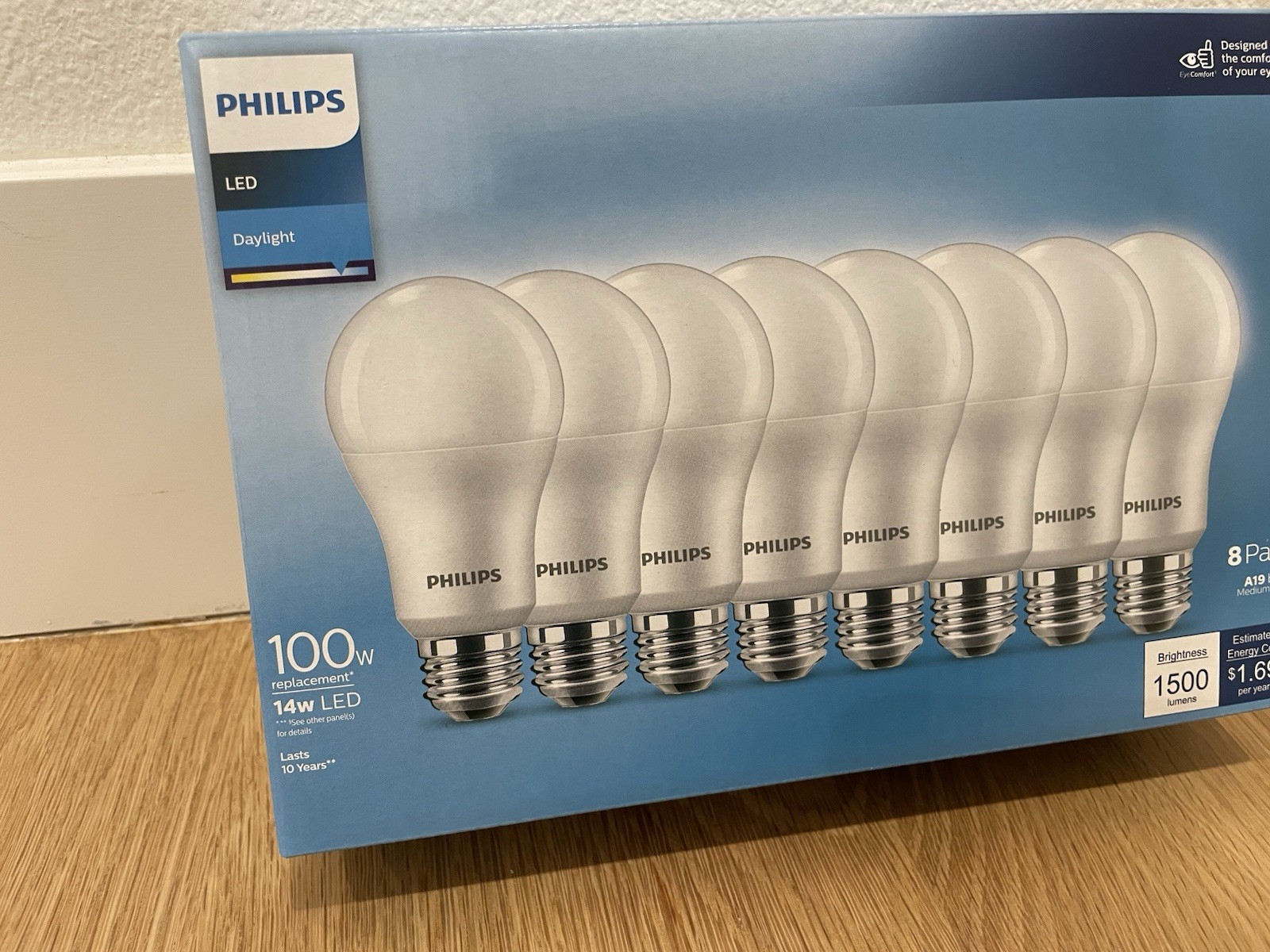 Philips 100W Equivalent Daylight A19 Medium LED Light Bulb (8-Pack) 589069