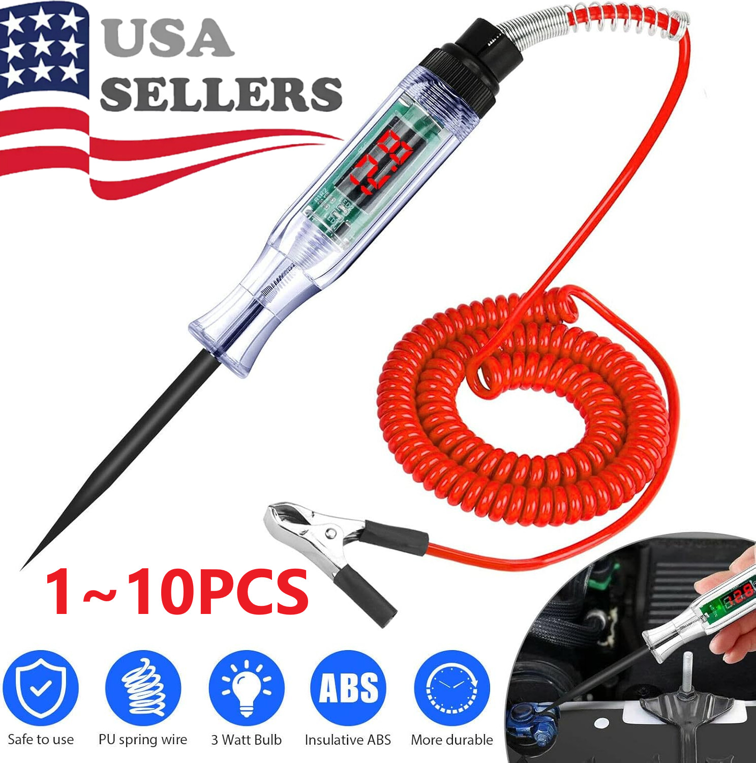 Digital Electric Voltage Circuit Tester Automotive Test Light Car Truck 3-48V US