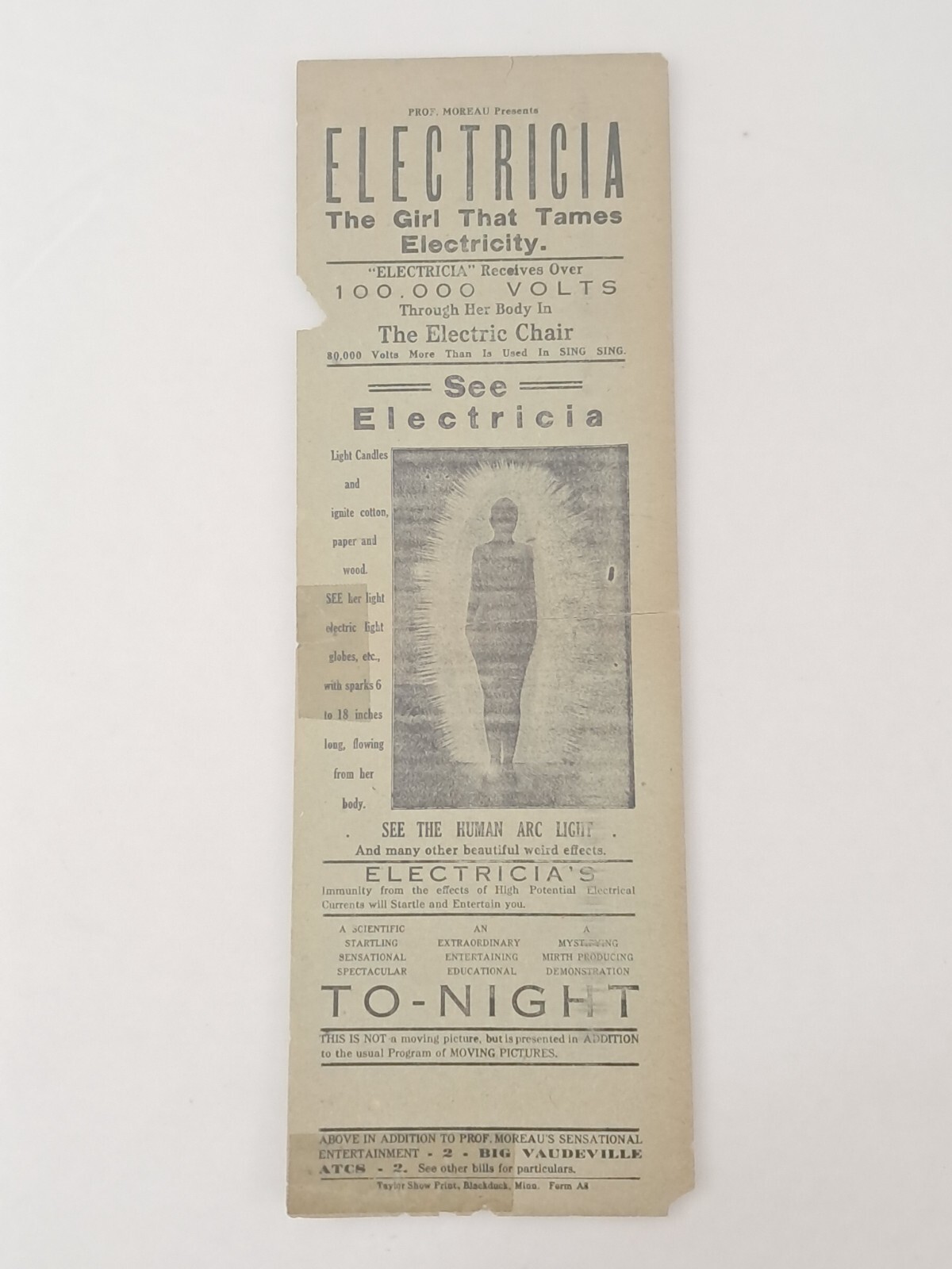 Magic Vintage Collectable Advertising Professor Moreau Presents Electricia