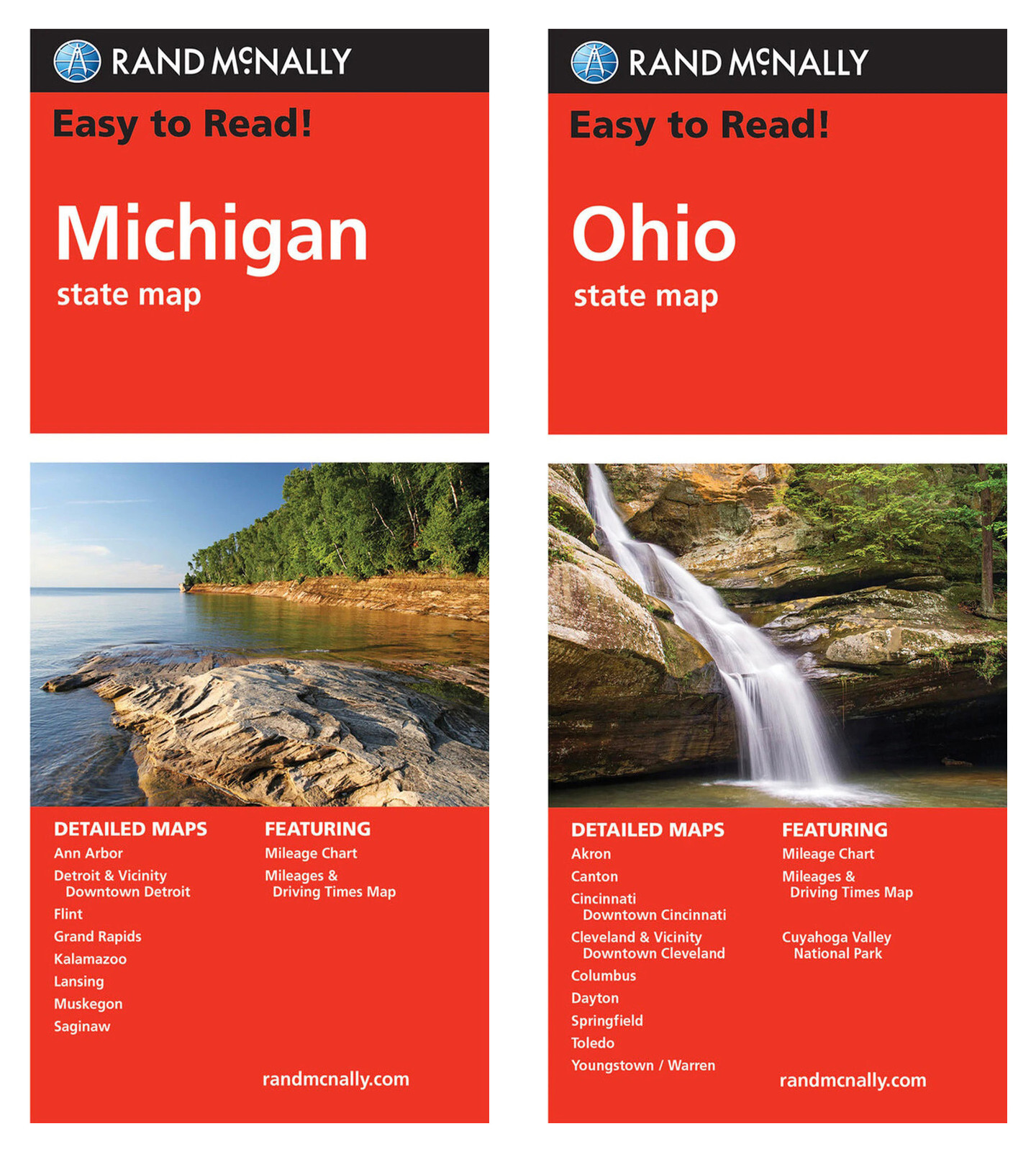 Rand McNally State Maps: Michigan and Ohio (2 Maps)