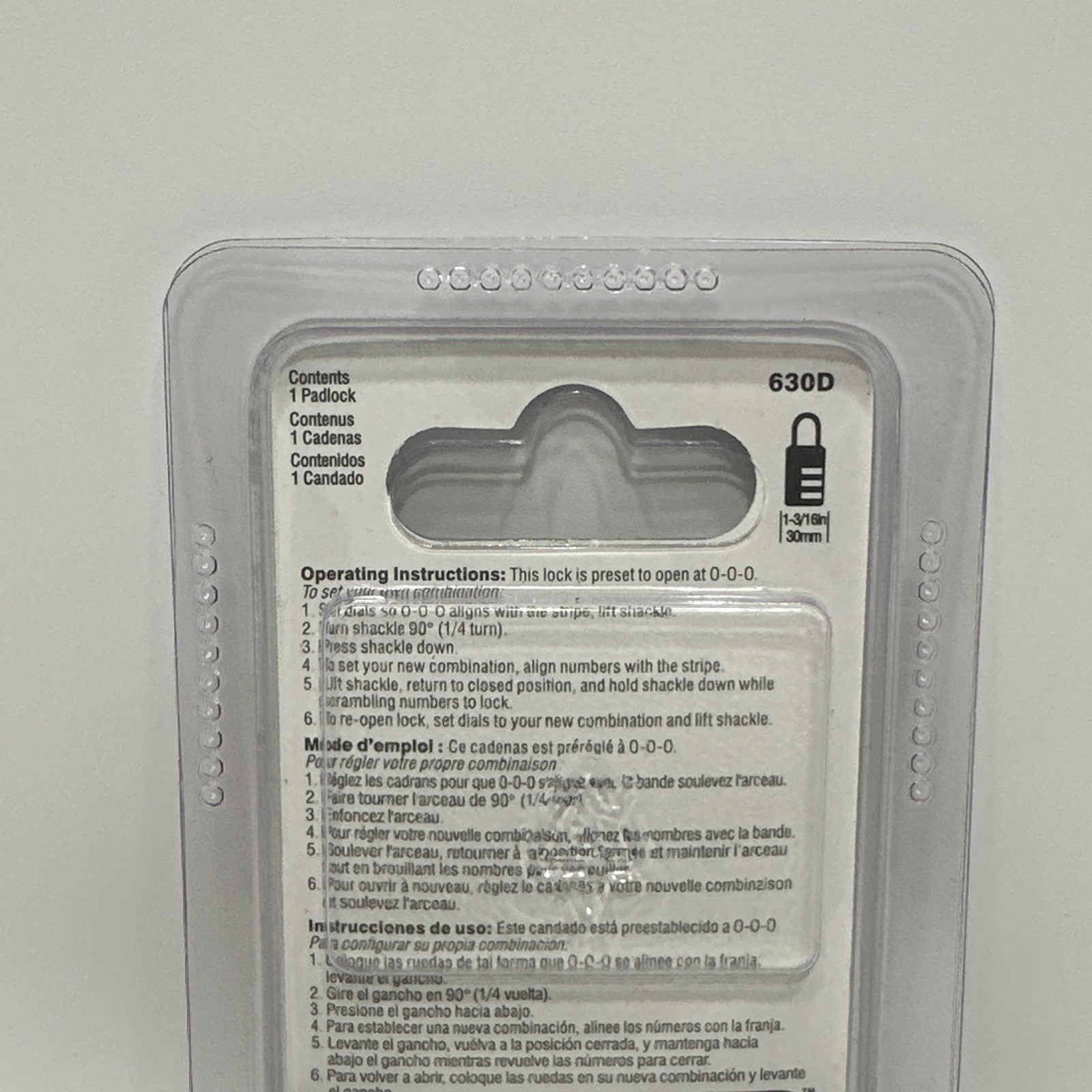 Master Lock 3-Digit Combination Lock Aluminum 630D