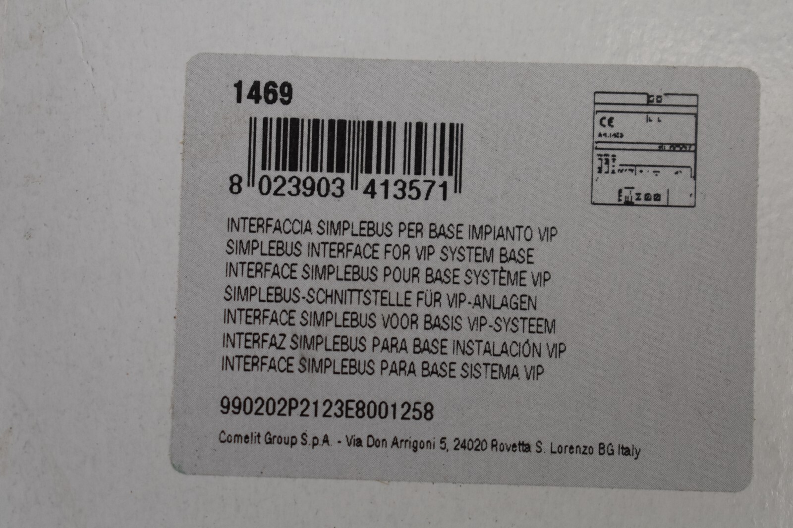Comelit Simplebus Interface For VIP System Base 1469 Video Entry Device