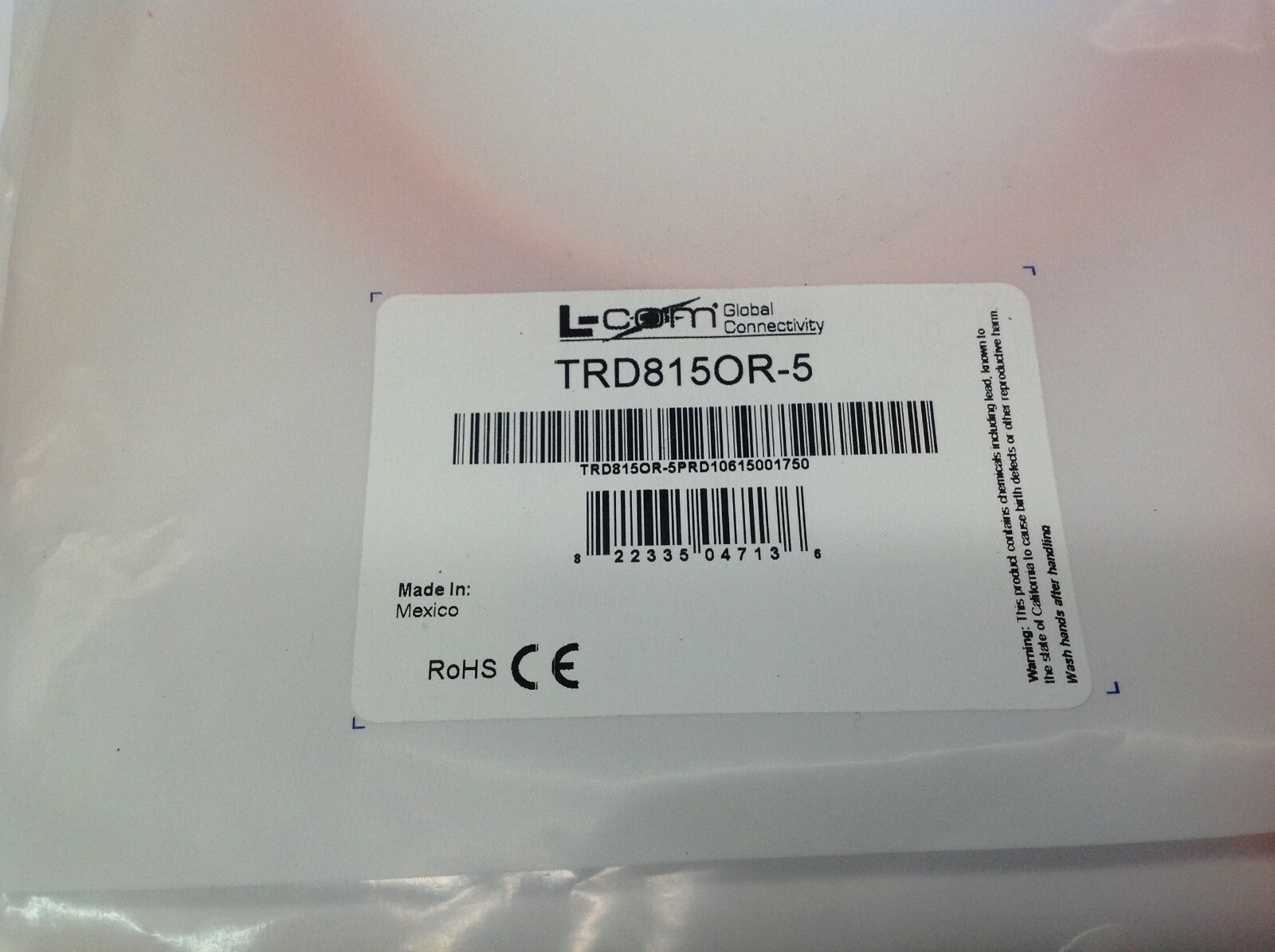 L-COM TRD815OR-5 Premium Category 5E Patch Cable