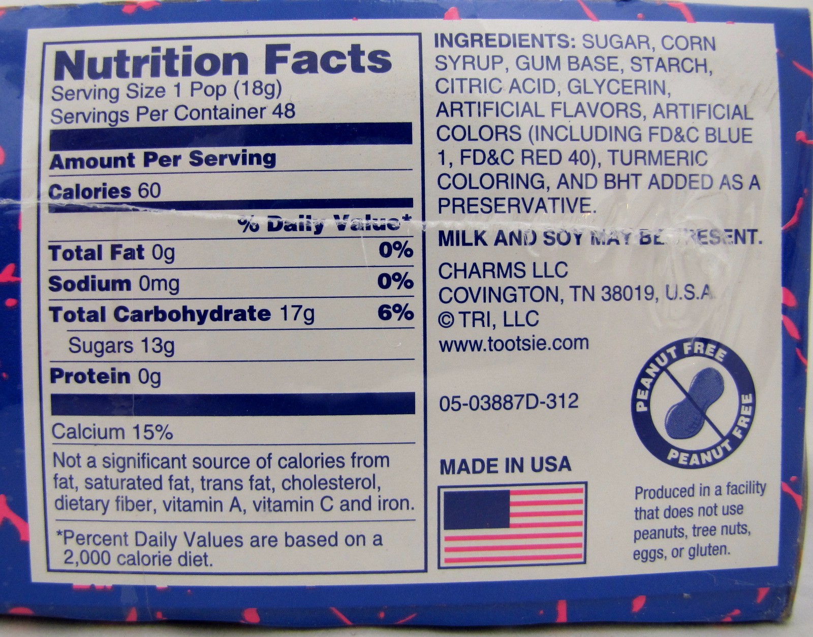 Charms Blow Pops Blue Raspberry Berry Suckers Candy Pop Bulk Lollipops 48 ct Box