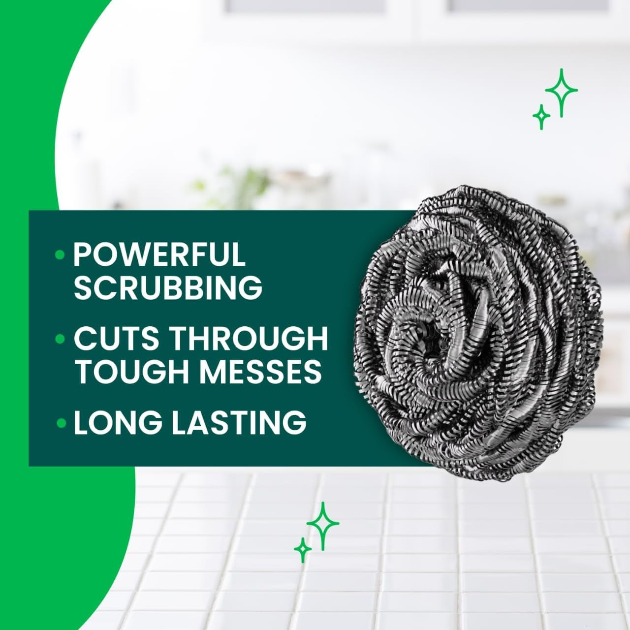 Stainless Steel Scrubbers, Scouring Pads for Cleaning Tough Baked-On Messes, Met