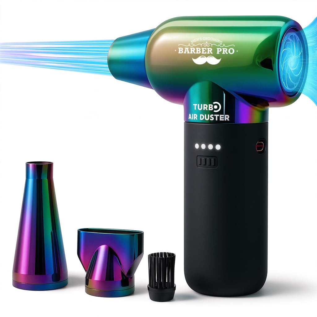 Compressed Air Duster - Electric Duster for Hair Barber, 3 Gear Mini Portable