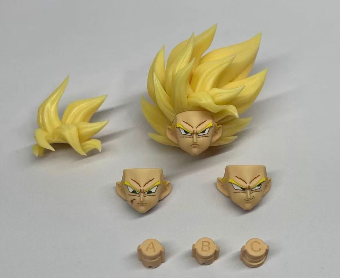 custom Dragon Ball super saiyan Goku 1/12 shf Yellow Head Sculpt 3 Face kit
