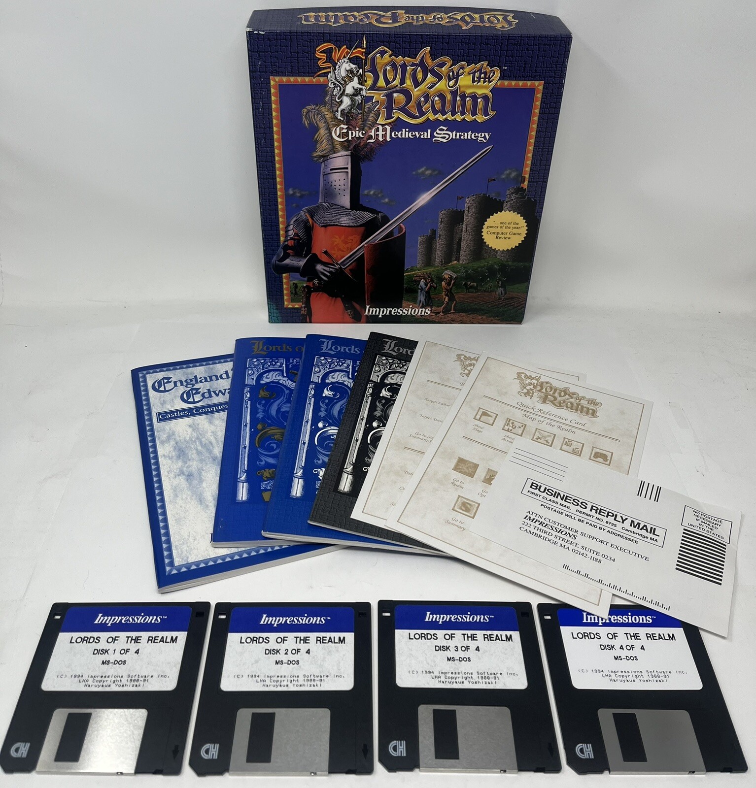 Lords Of The Realm 1994 Impressions Big Box IBM PC Computer Game MS-DOS Disks