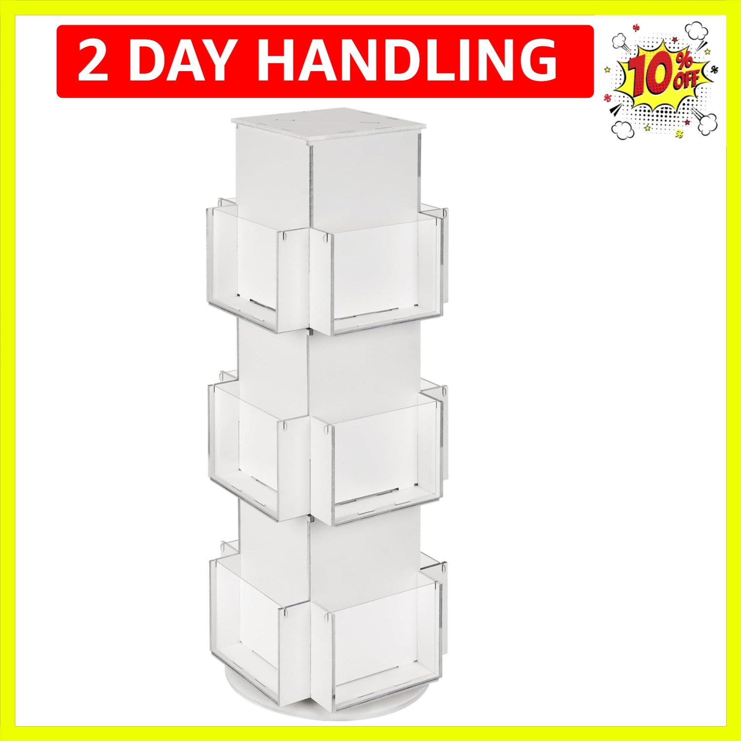 Rotating Display Stand Greeting Card Display Wooden Display Rack with Two Car...