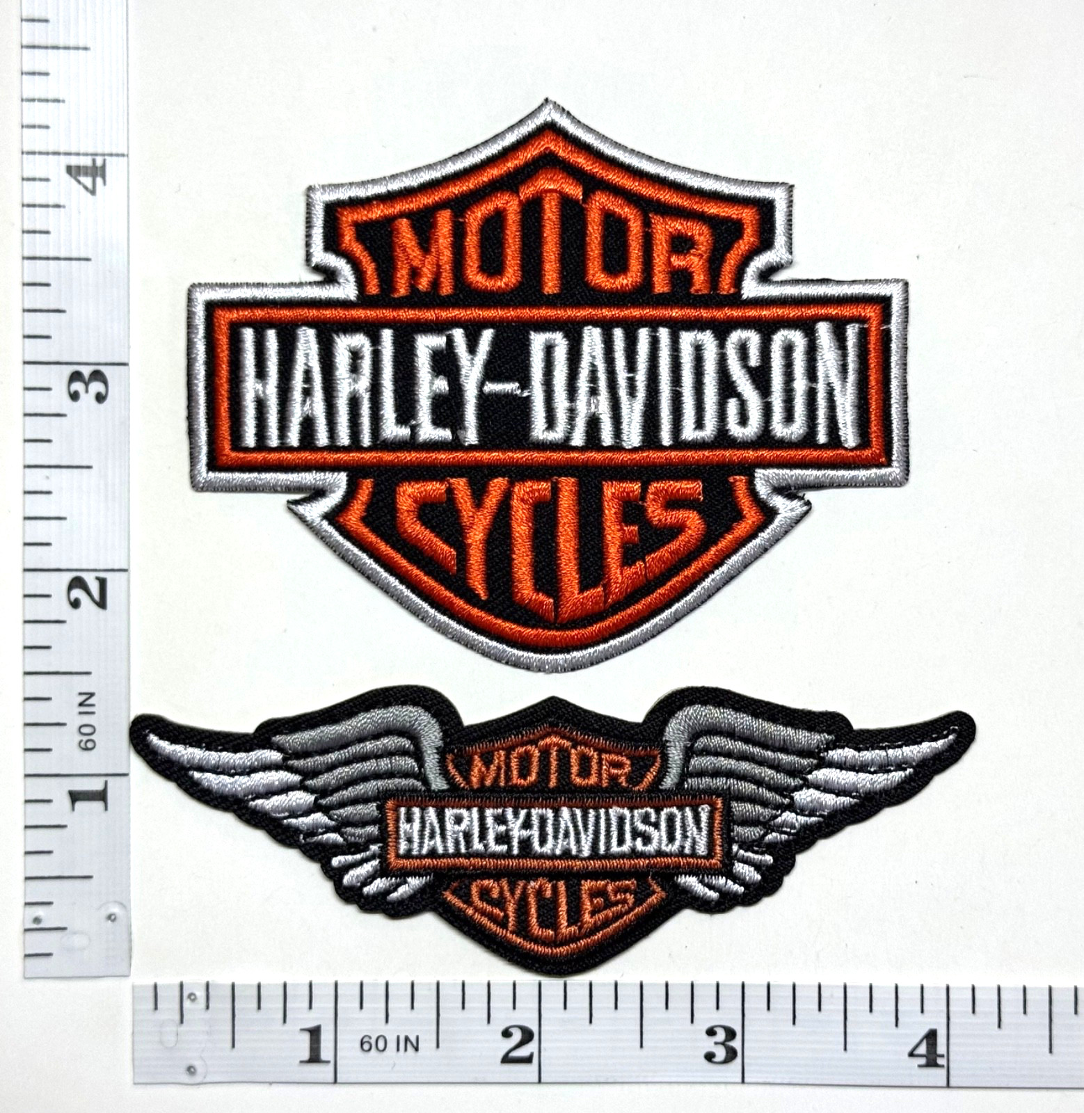 Embroidered 2-Patch Set- Iron-on - Racing - Motorcycles - Biker - Harley - Wings