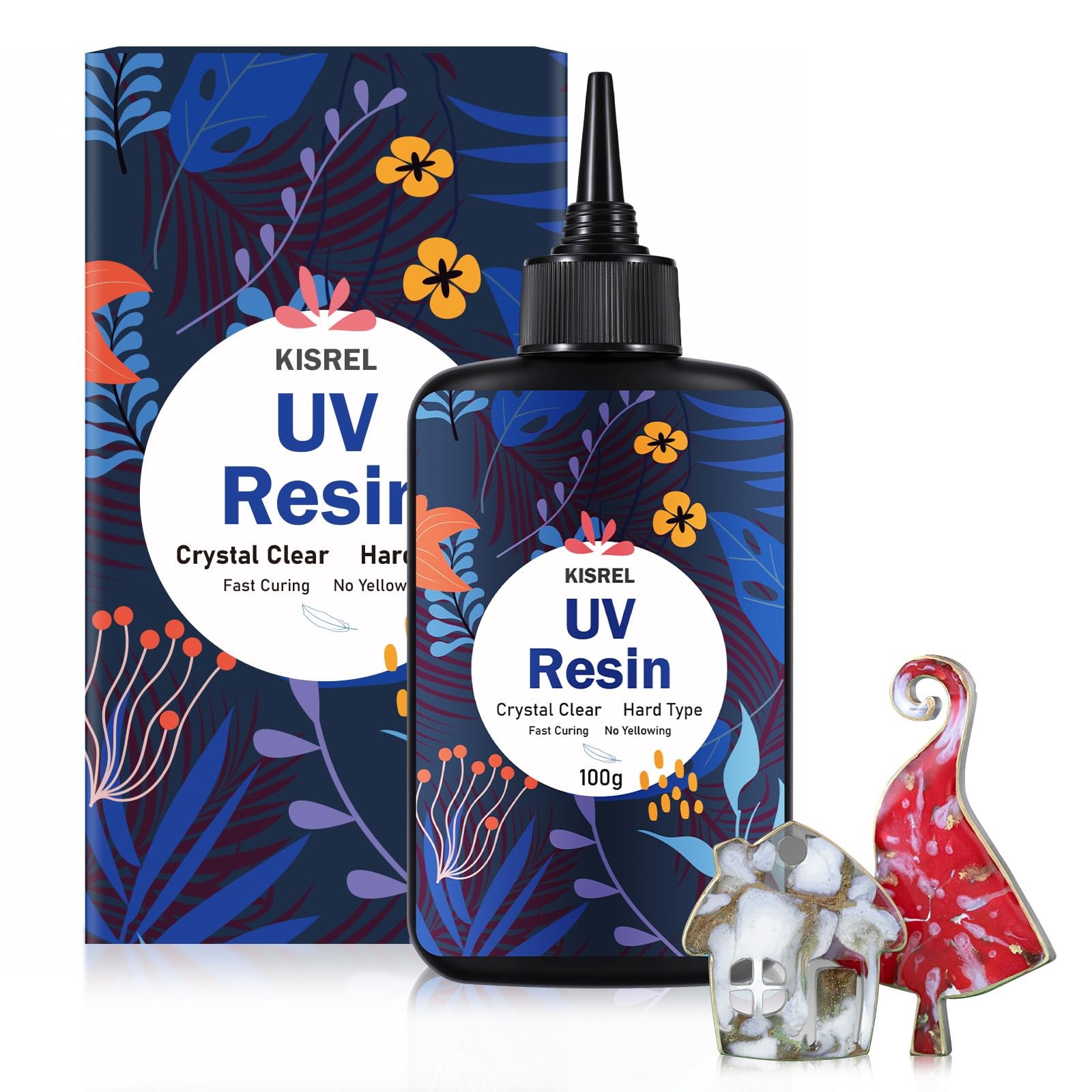 KISREL UV Resin 100g - Upgraded UV Resin Kit, Hard Type Crystal Clear Ultravi...
