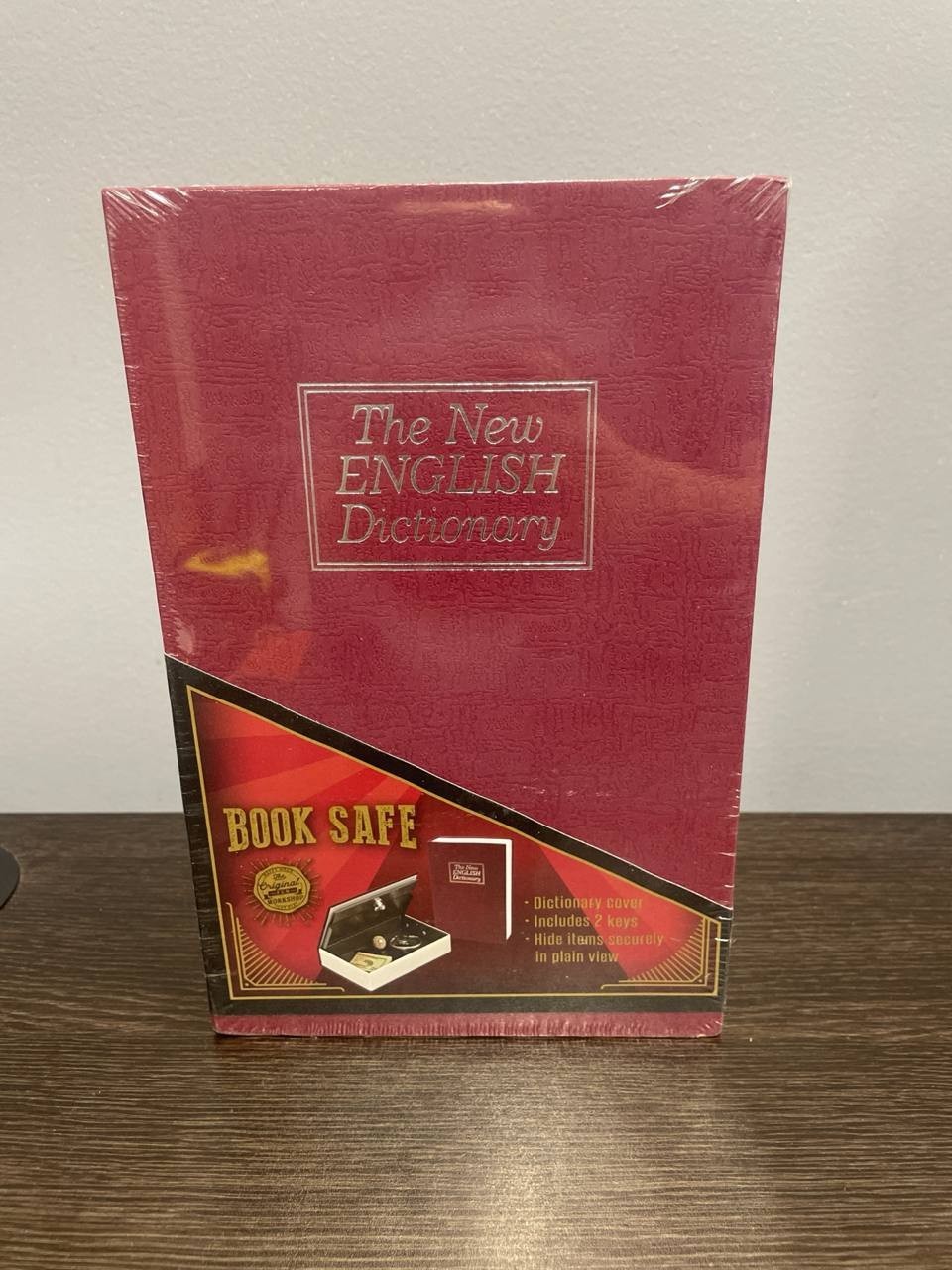 English Dictionary Secret Book Safe + 2 Keys Burgundy
