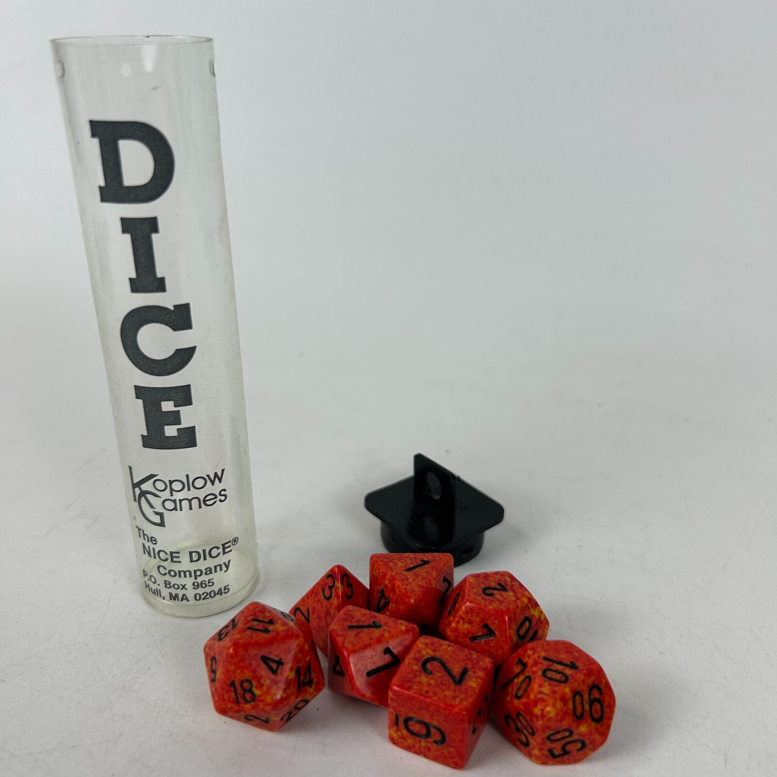 Koplow Game Mini Polyhedral 7 Piece Dice Set Red / Orange Board Games