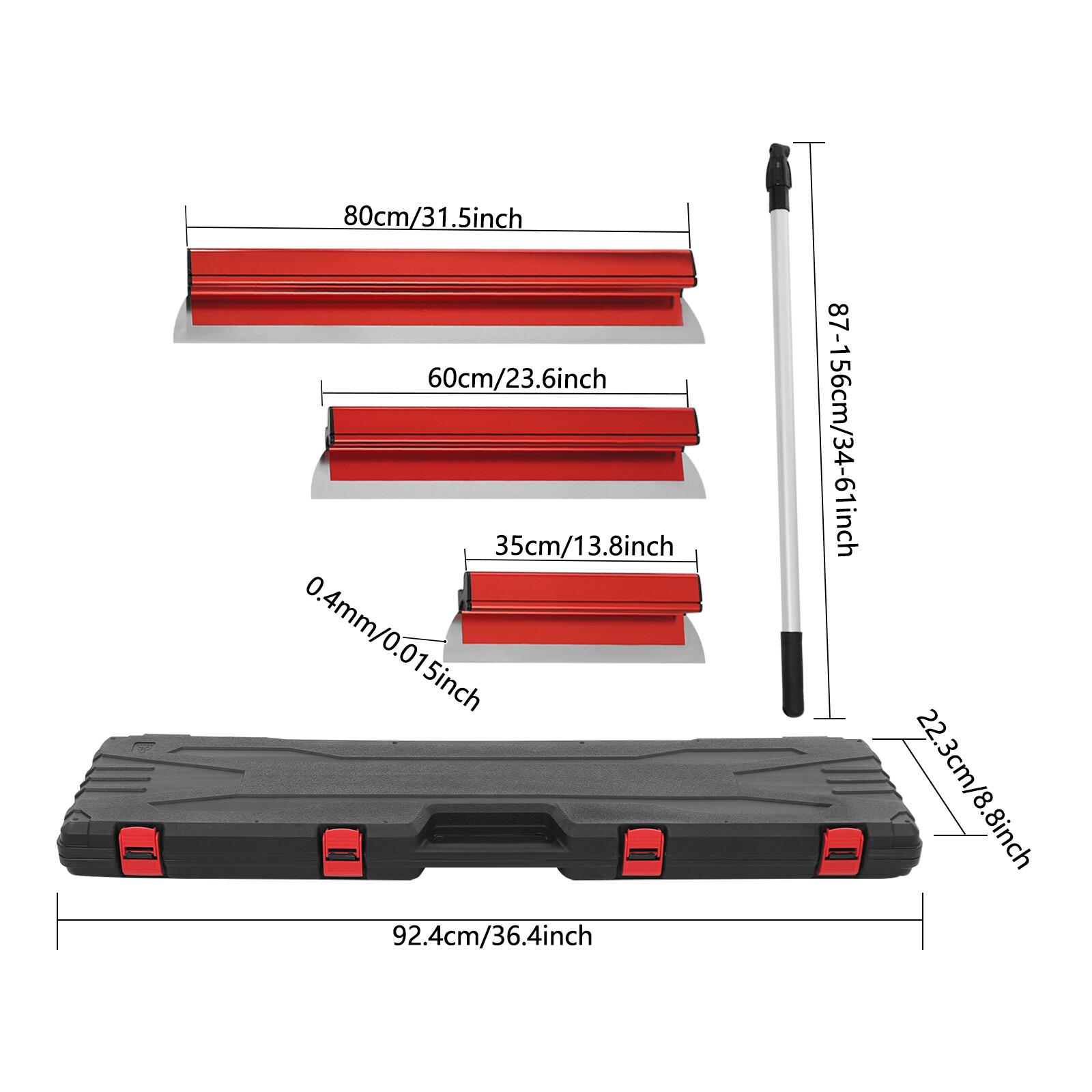 Drywall Composite Skimming Blade Set Knife Combo w/Extension Handle 34-61in