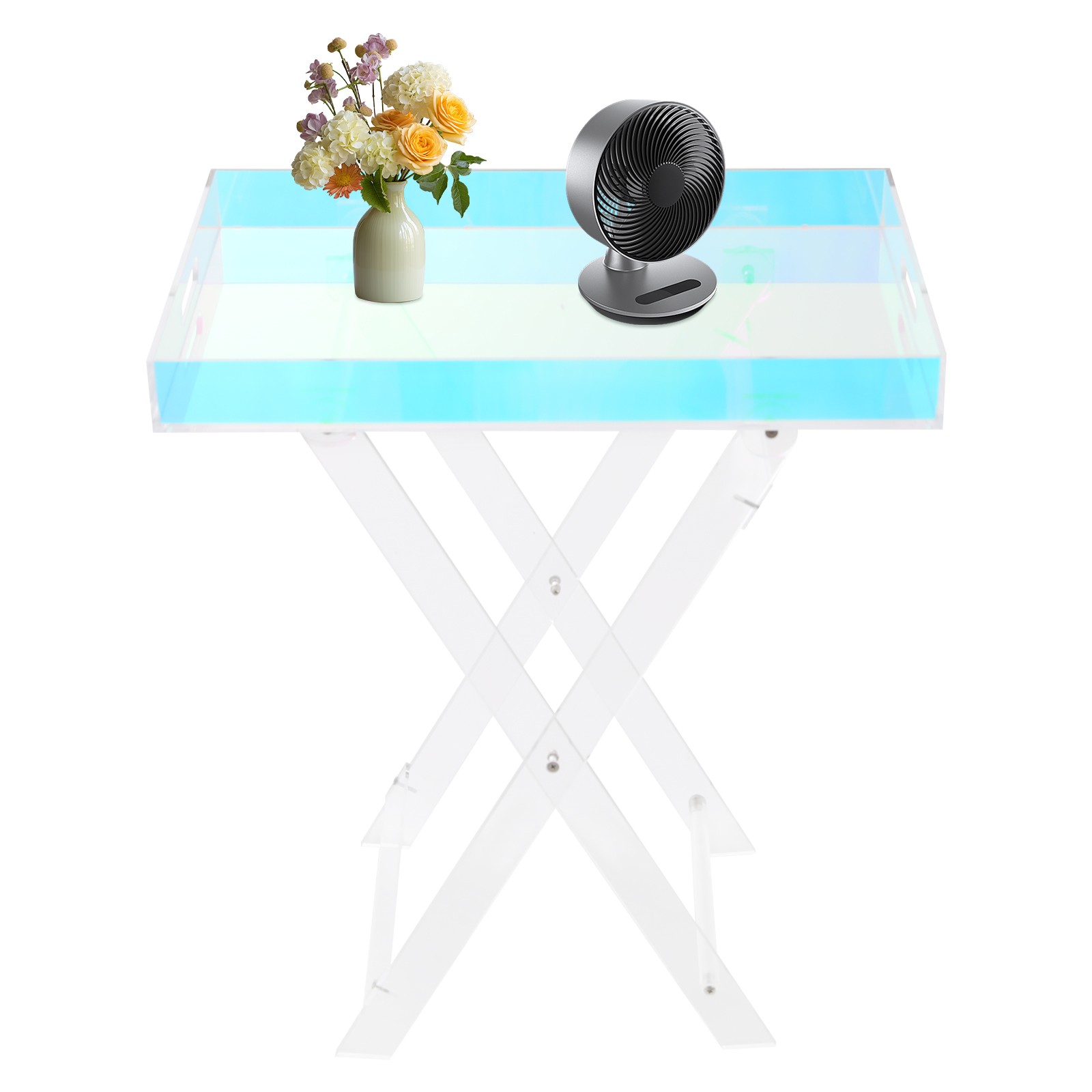 Acrylic Folding Tray Table, Acrylic End Table, Colorful Acrylic Side Table