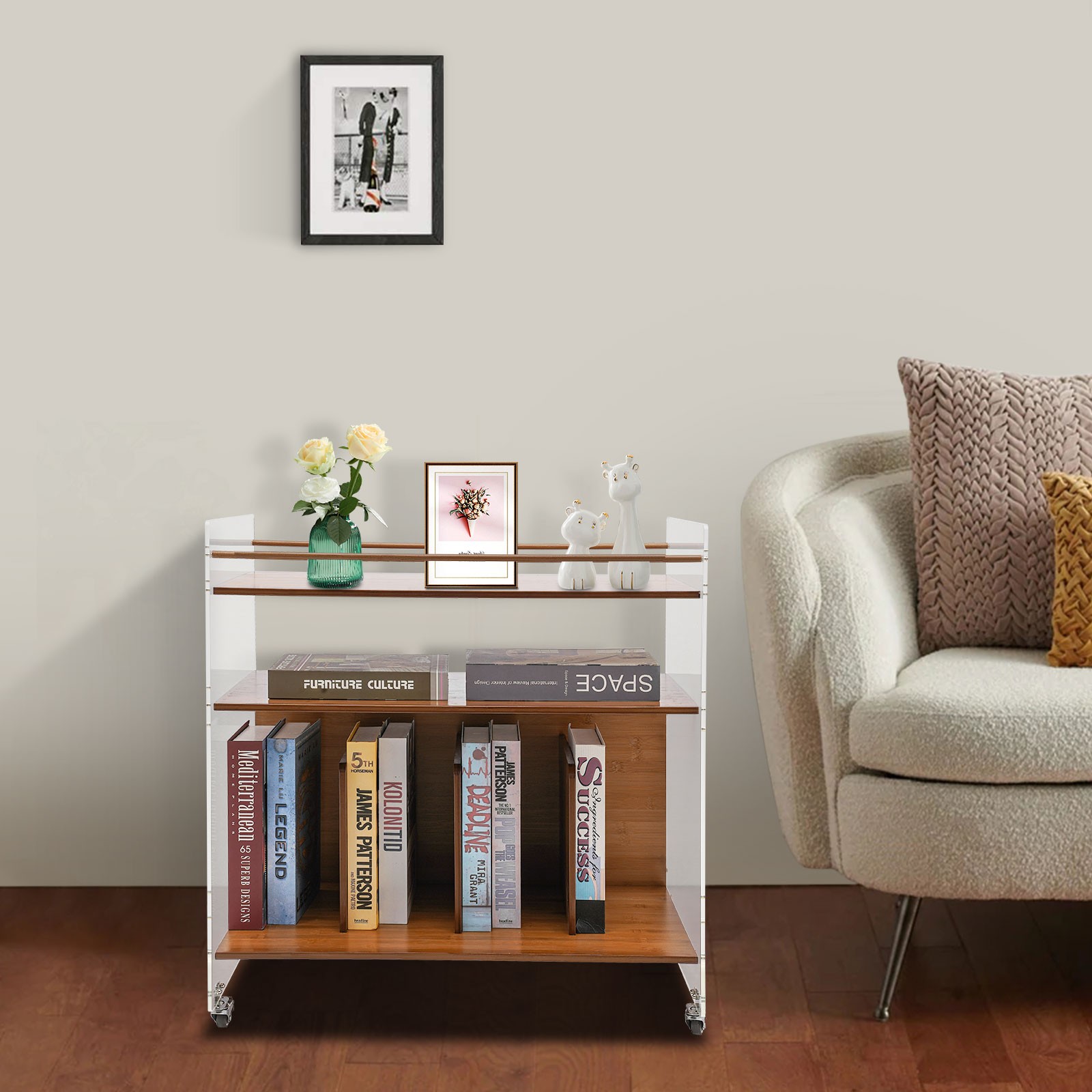 Modern 3 Tiers End Table Freestanding Rectangle Side Table Indoor Home Tawny NEW