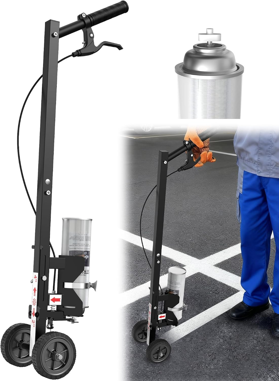 Striping Line Painting Wand, Industrial Two-Wheel Striping Spray Paint Wand for