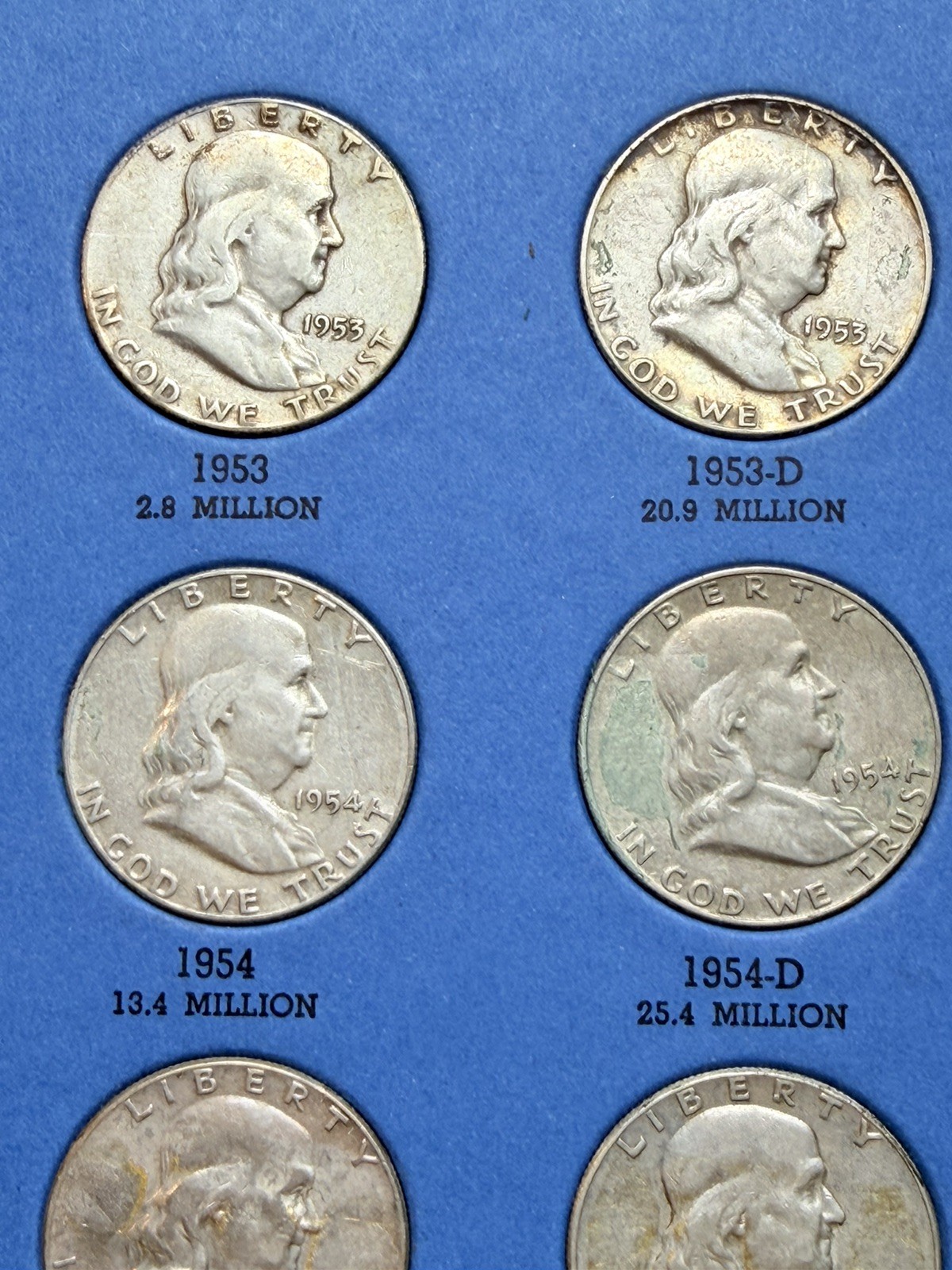 1948 - 1963 COMPLETE SET 35 BEN FRANKLIN 90% SILVER HALF DOLLARS COLLECTION