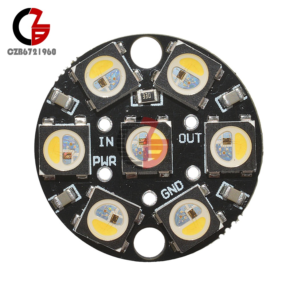 10Pcs 7 Bits 5050 RGBW LED Module with Integrated Driver Round Full-Color 7Digit