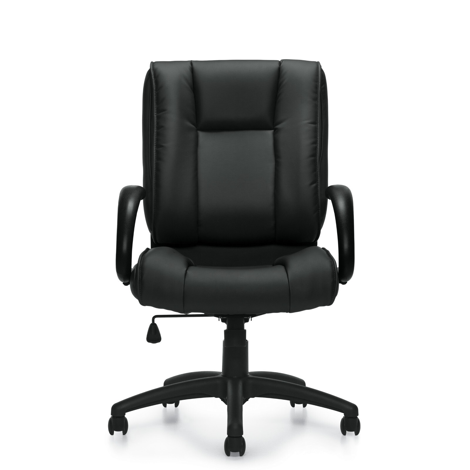 OTG Luxhide Executive High-Back Tilter Chair Bonded Leather Black w Fixed Arms
