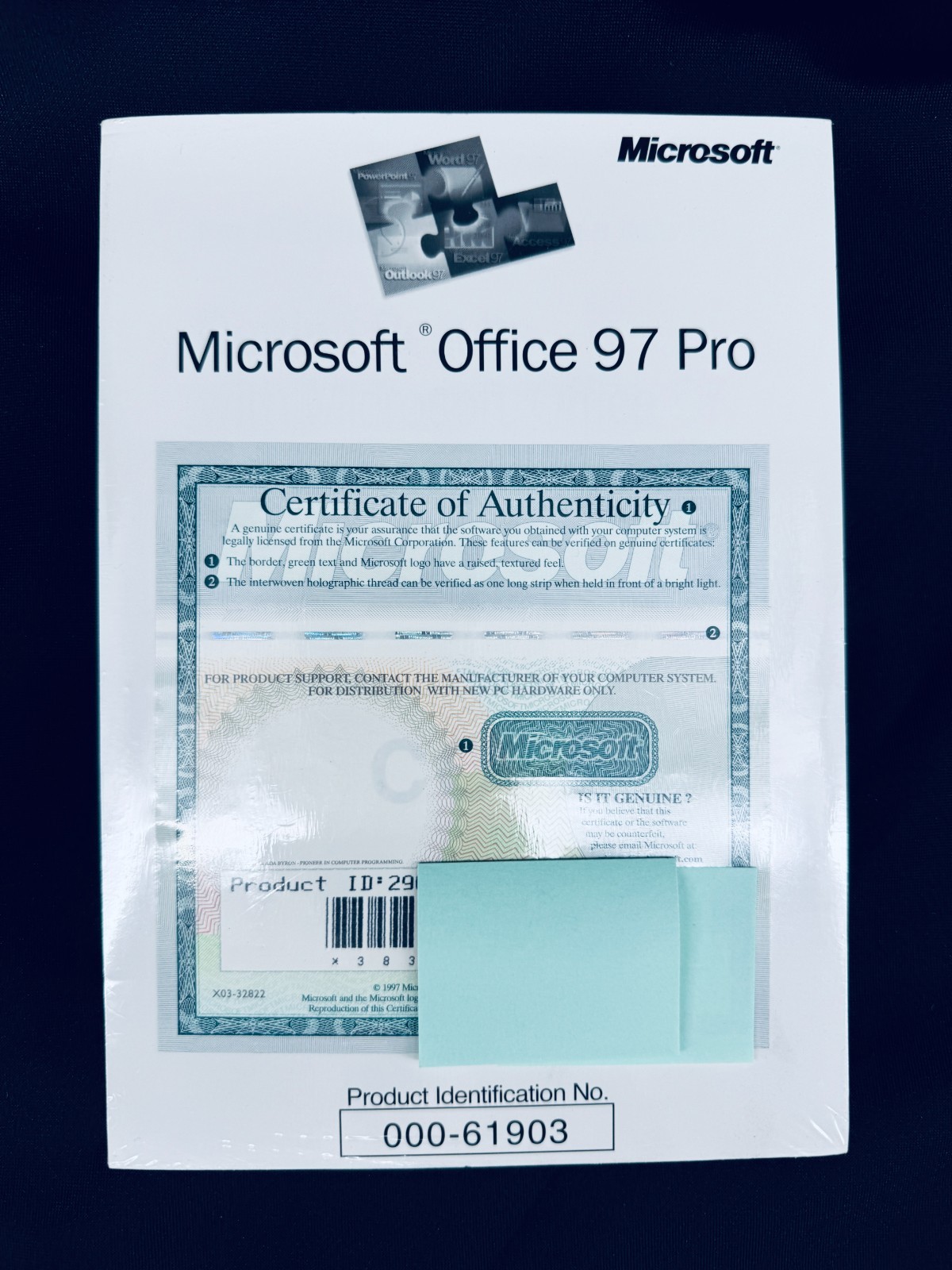 Microsoft Office 97 Pro CD w/ Authenticity Certificate & Manual, Sealed, #29