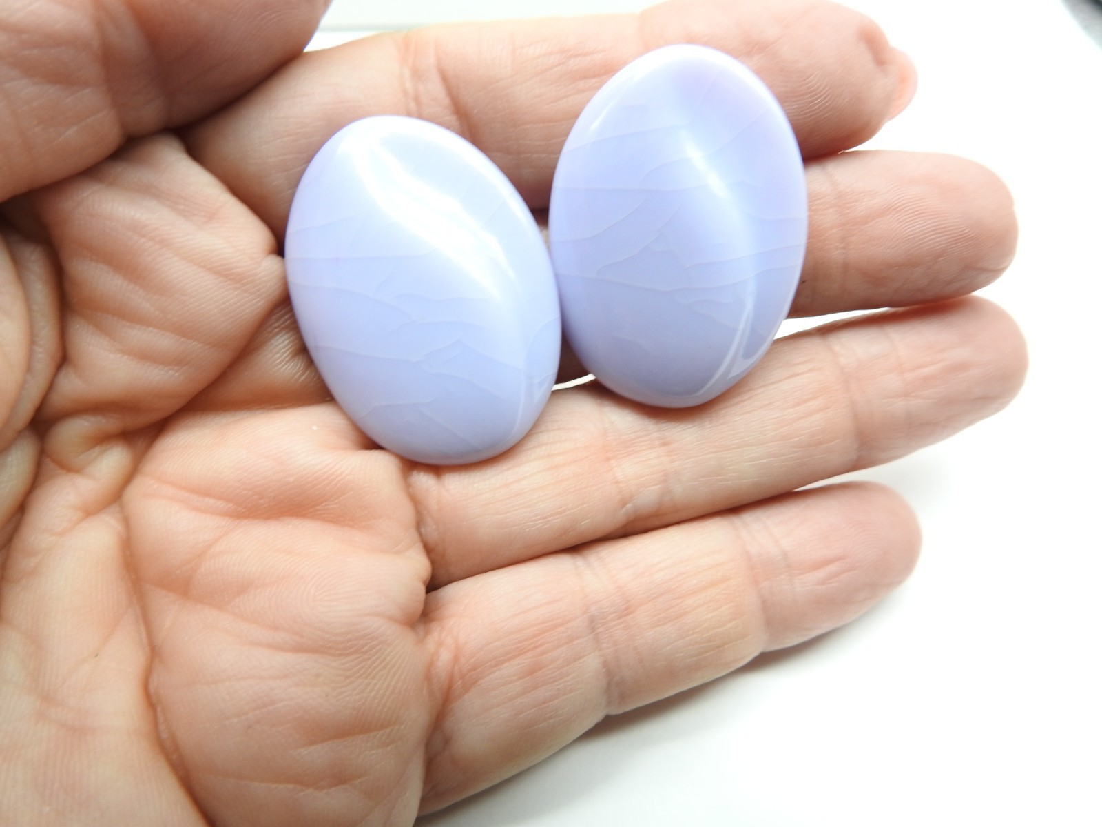 Lavender Textured Oval Plastic Pierced Earrings Vintage