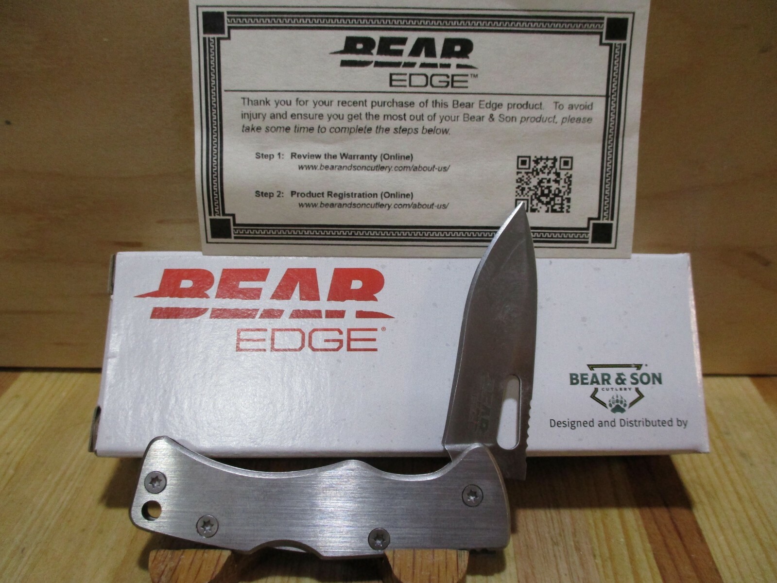 Bear Edge Stainless Money Clip Lockback Folding Pocket Knife - 61524