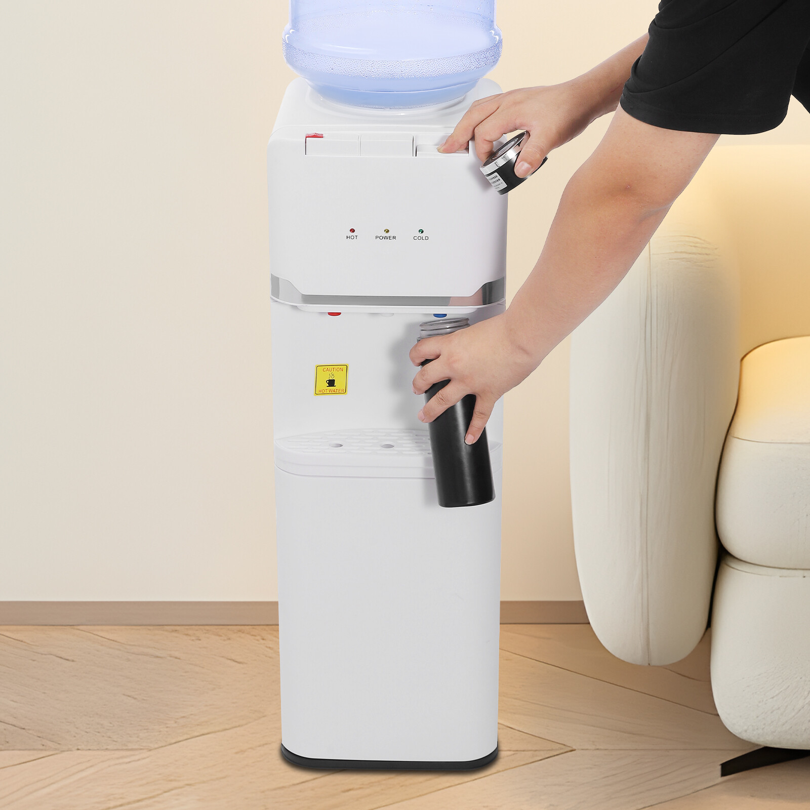 Hot&Cold&Warm Water Cooler Top Loading Water Dispenser – White, Holds 5 GallonUS