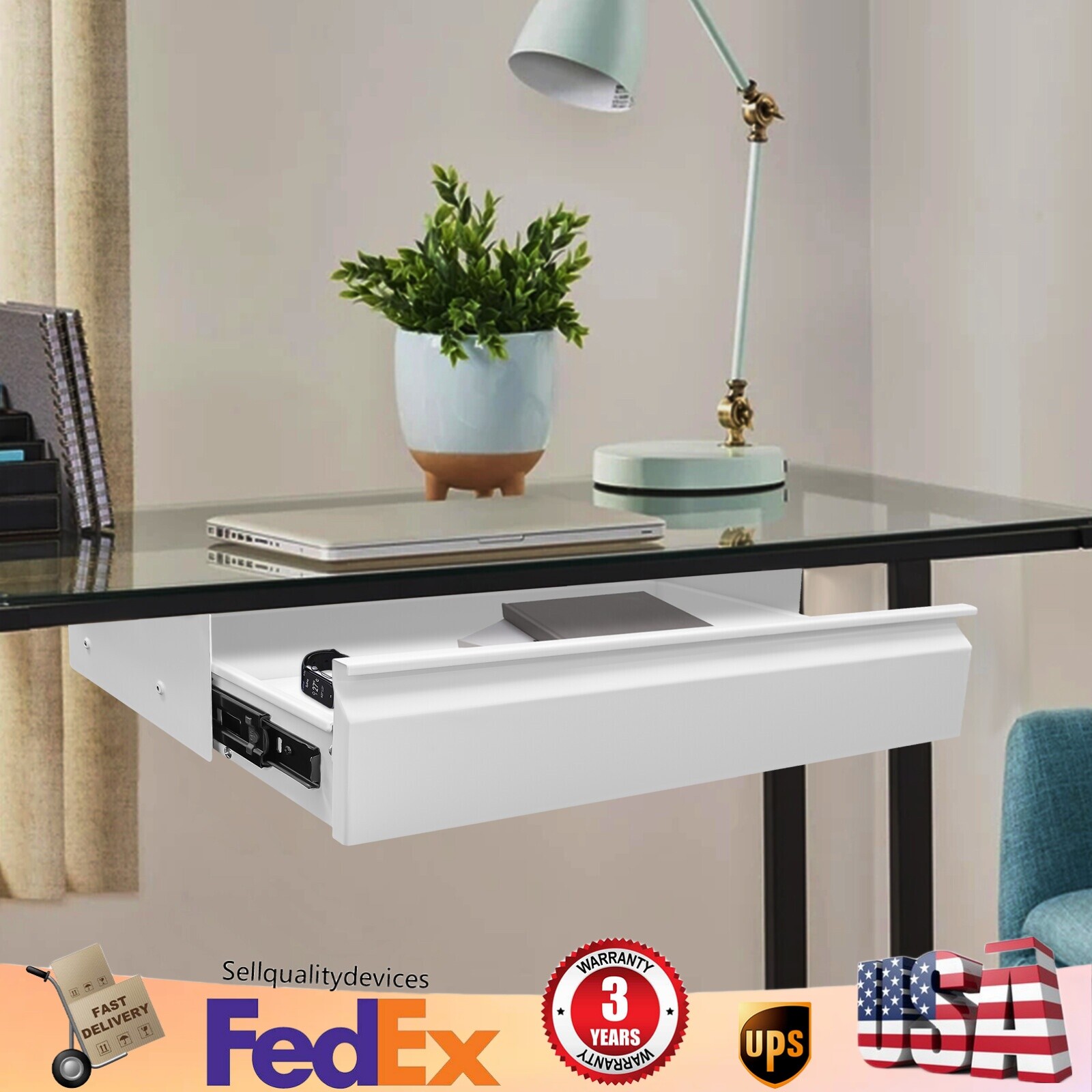 Space Saver Sliding Under Desk Storage Drawer Pull-out Drawer for Sit Stand Work