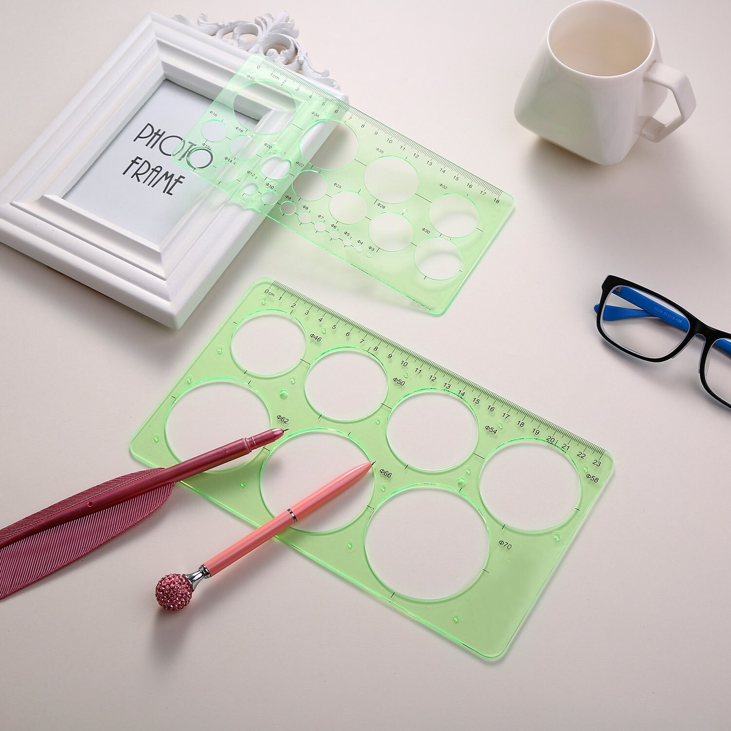 Circle Template 3 Pieces Plastic Circle and Oval Templates Measuring Template...