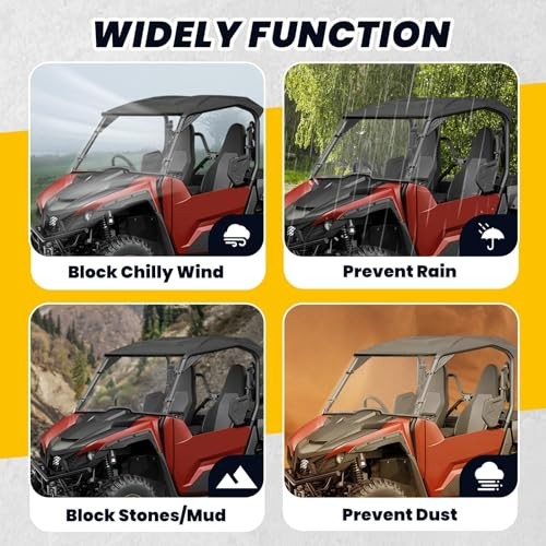 Front Full Windshield Compatible with YAMAHA WOLVERINE RMAX2 1000/ RMAX4