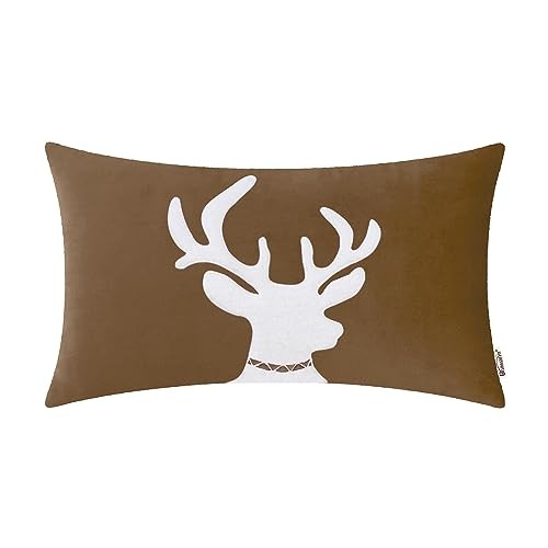 Christmas Pillow Cover 12 X 20 Inches, 20" x 12" (Pack of 1) Brown-reindeer