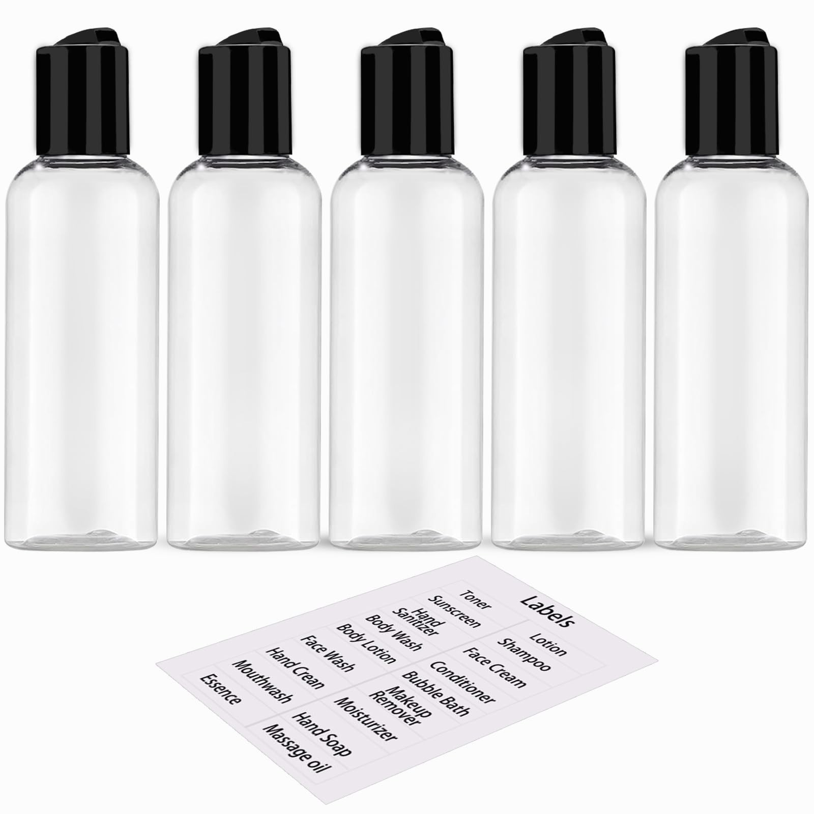 DNSEN 5 Pack 3.4 oz Travel Bottles for Toiletries TSA Approved Leakproof Plas...