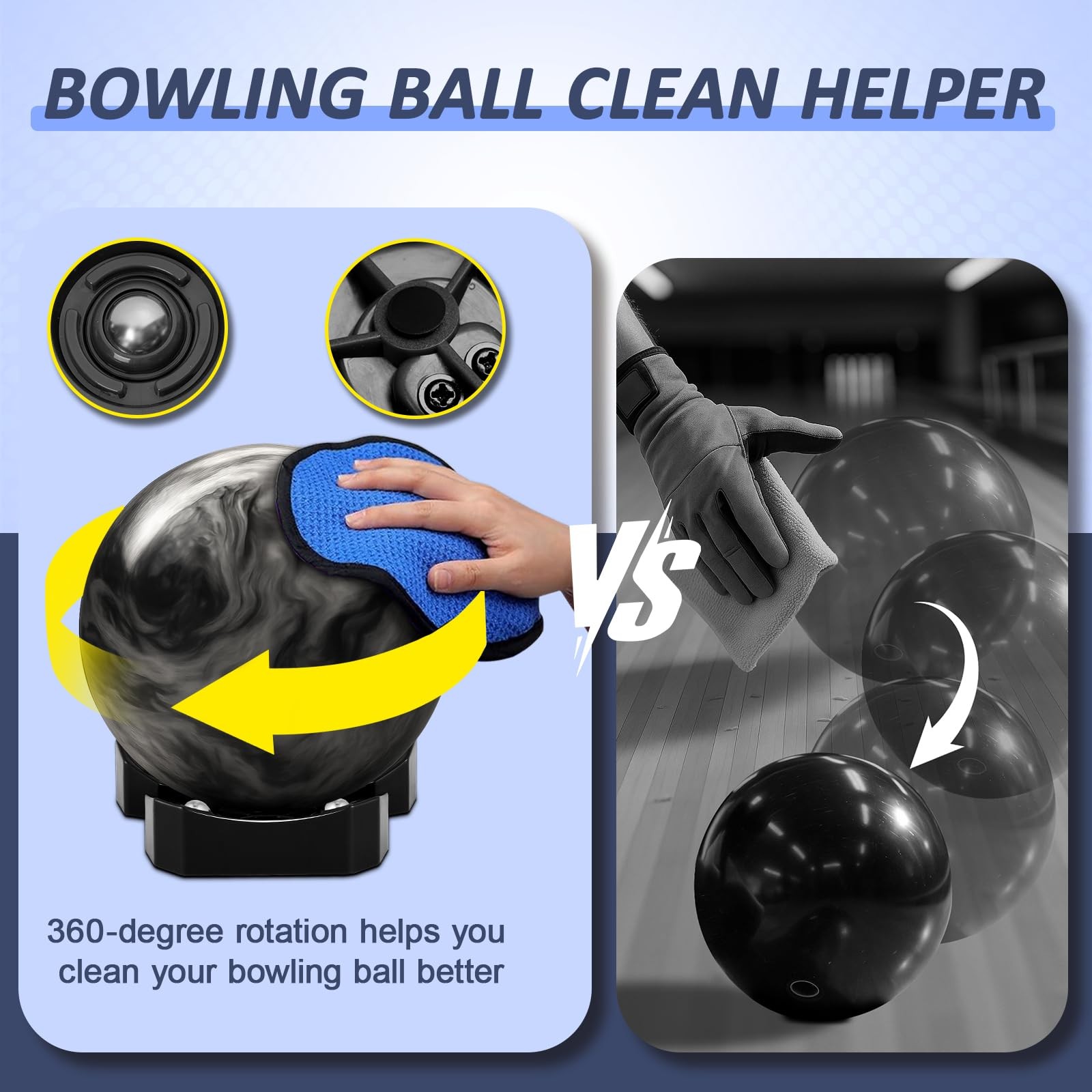 wayofcha Bowling Ball Cup, Rotating Spinner for Cleaning, Black