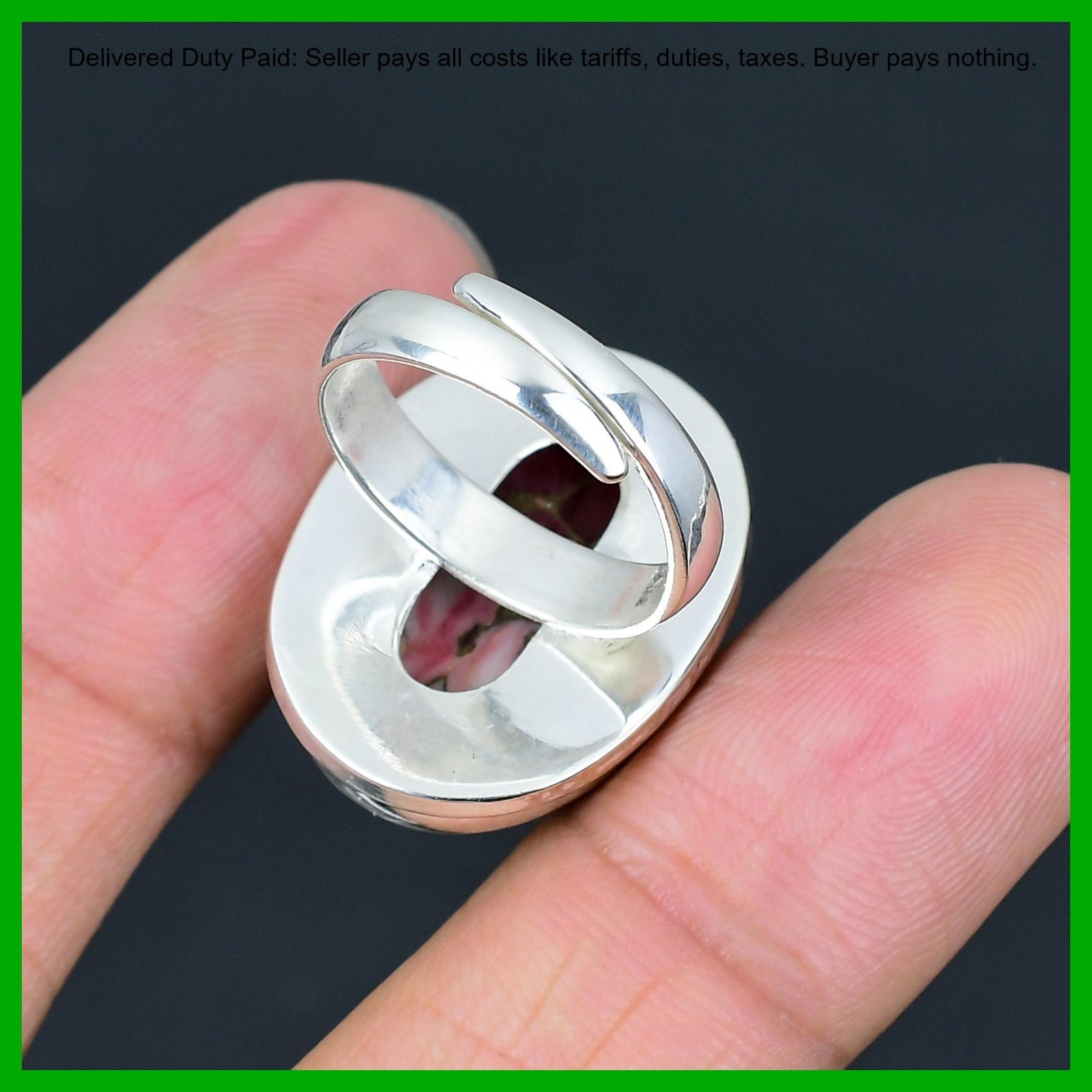 Kingman Red Mohave Copper Turquoise Stone Statement Elegant Ring Sterling Silver