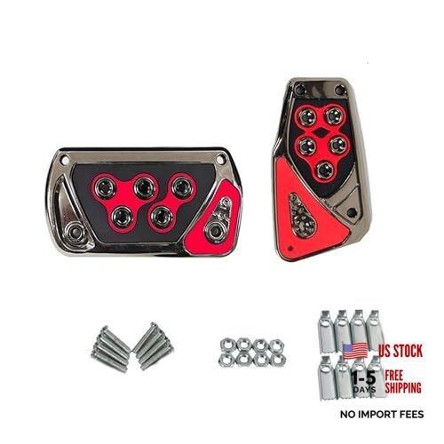Car Pedal Pads, Automatic Transmission Brake and Accelerator Pedal 2 PCS Red