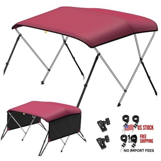 3 4 Bow Bimini Tops for Boats with Mesh Sides Heavy Duty Cover Adjustable 4