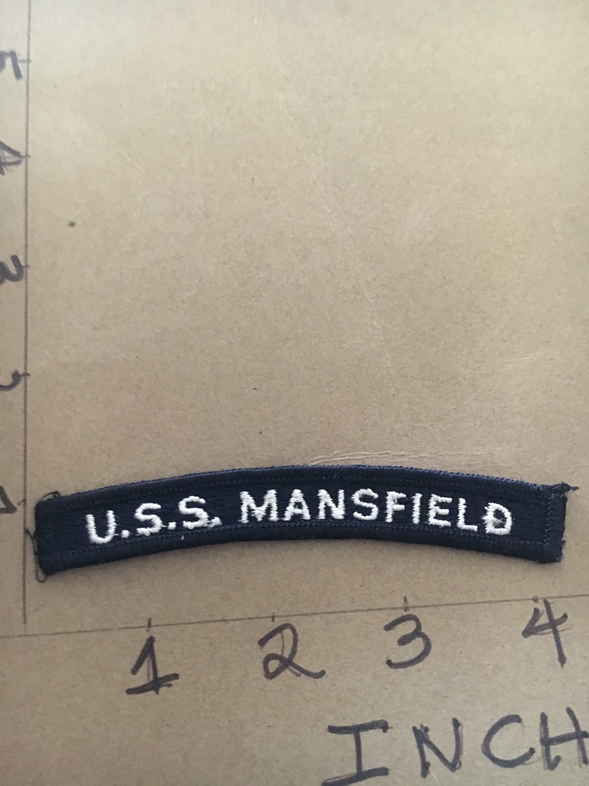 US NAVY SHOULDER STRIP TAB *** rocker *** Patch USS Mansfield