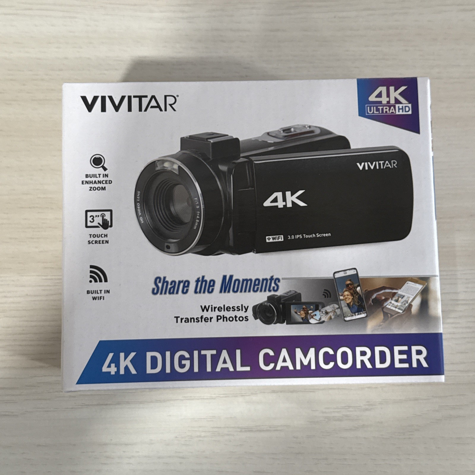 Vivitar 4K Digital Camcorder Touch Screen DVR4K-BLK Black 18X Zoom NEW